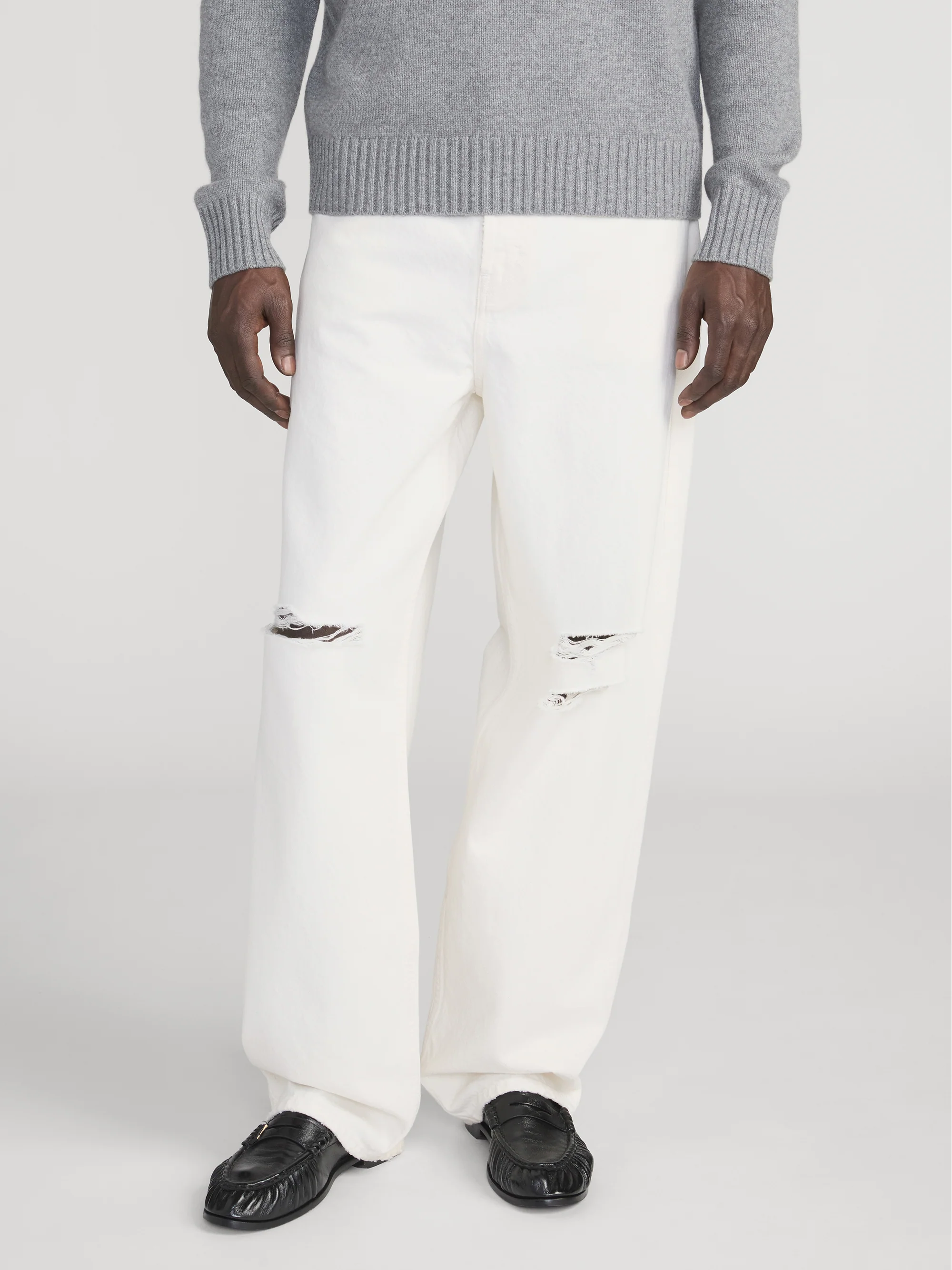 Baggy Jean -- Off White Destructed - Image 3