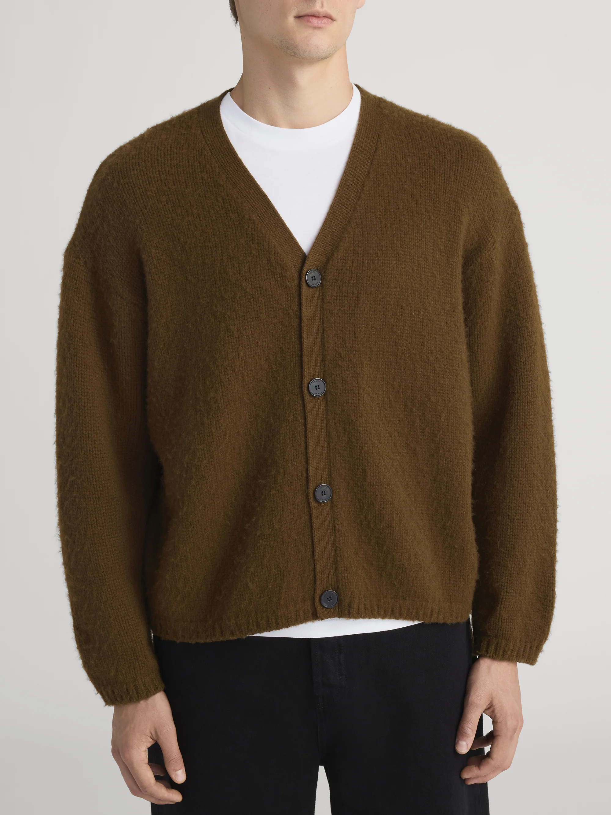 Brushed Cashmere Cardigan -- Caramel - Image 3