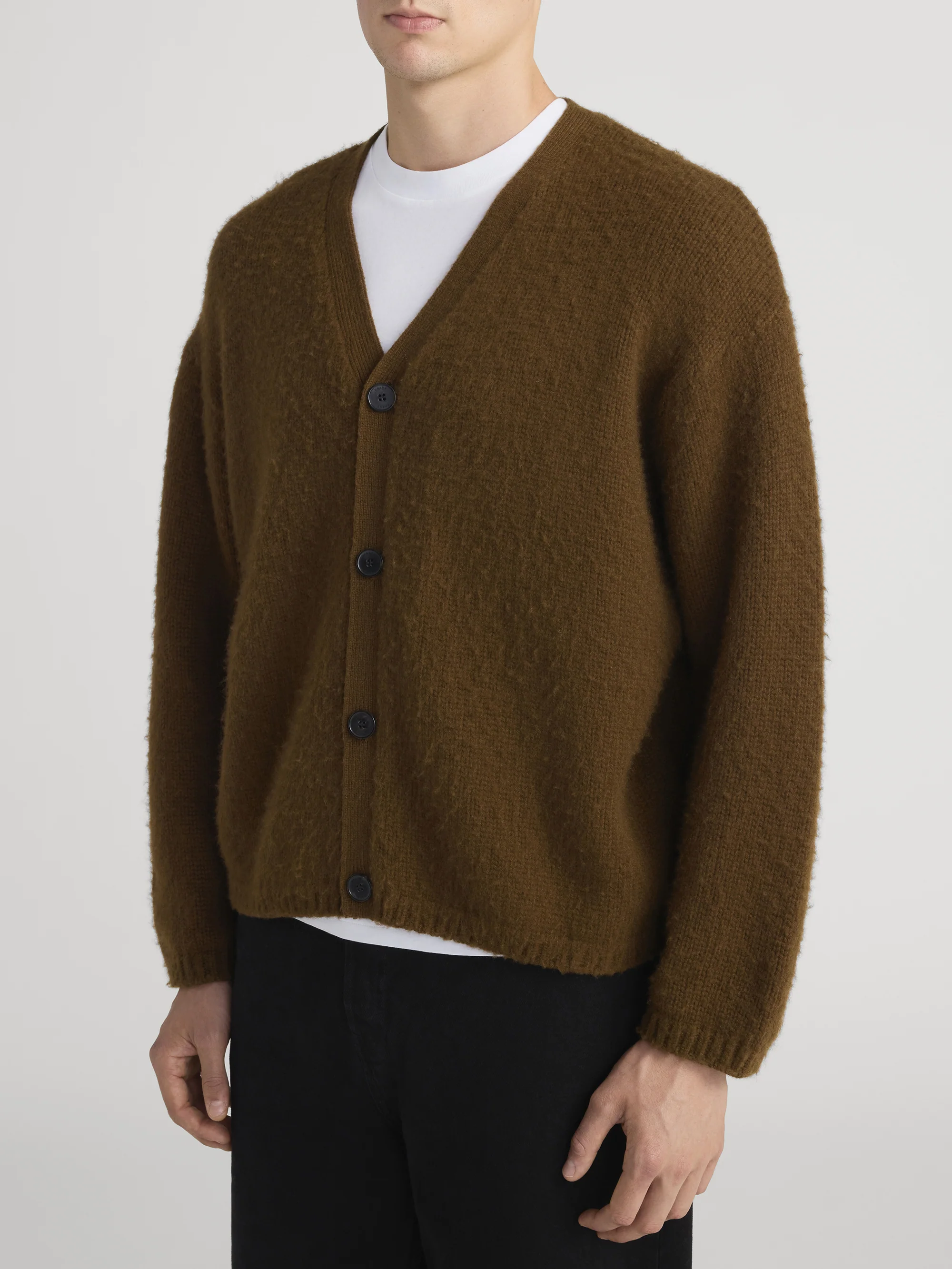 Brushed Cashmere Cardigan -- Caramel - Image 5