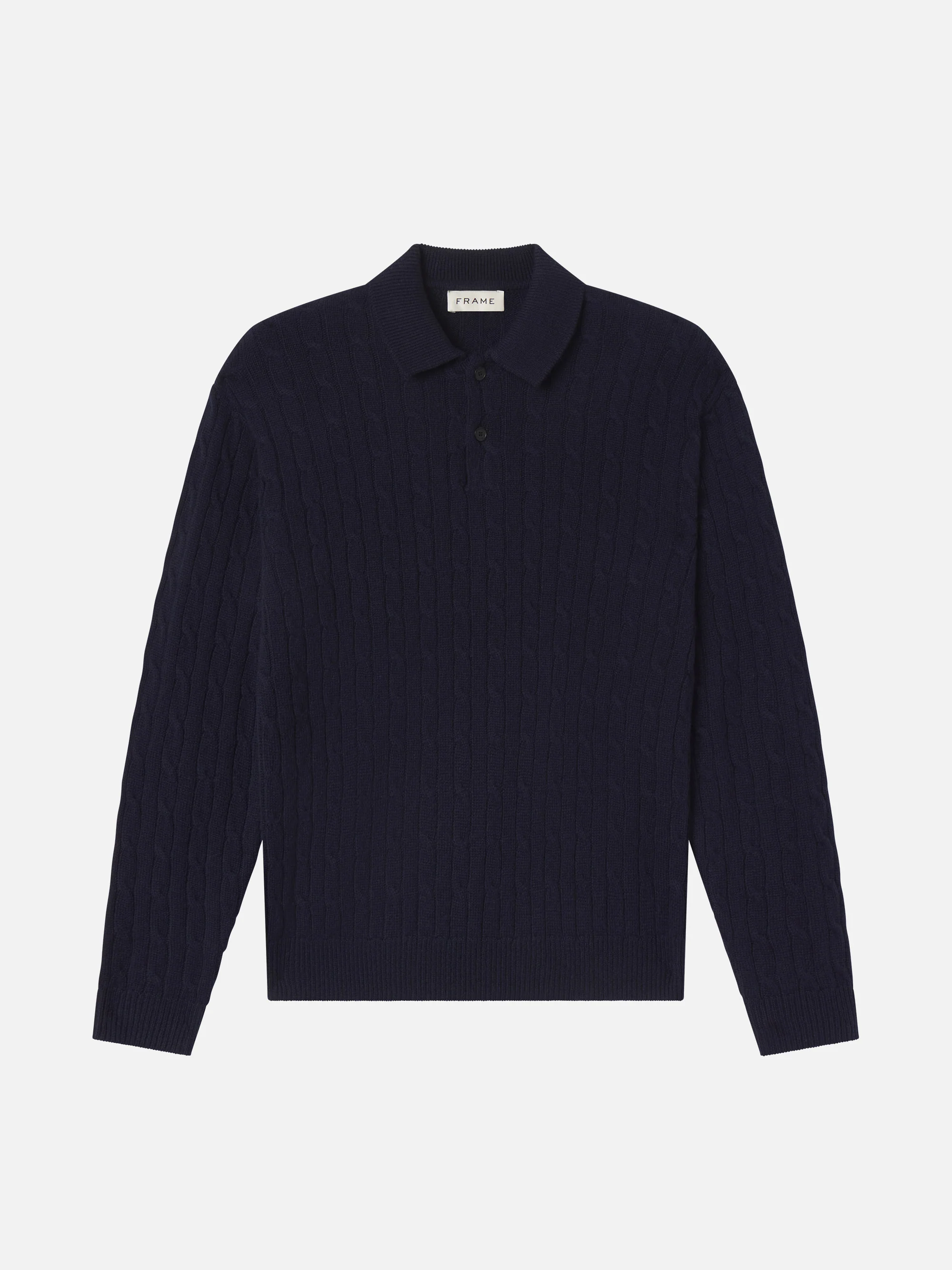 Cable Polo Sweater -- Dark Navy