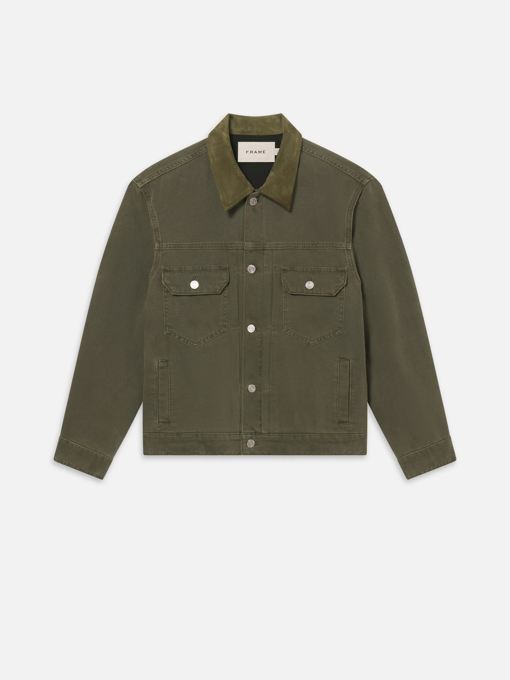 Canvas Trucker Jacket -- Antique Dark Olive