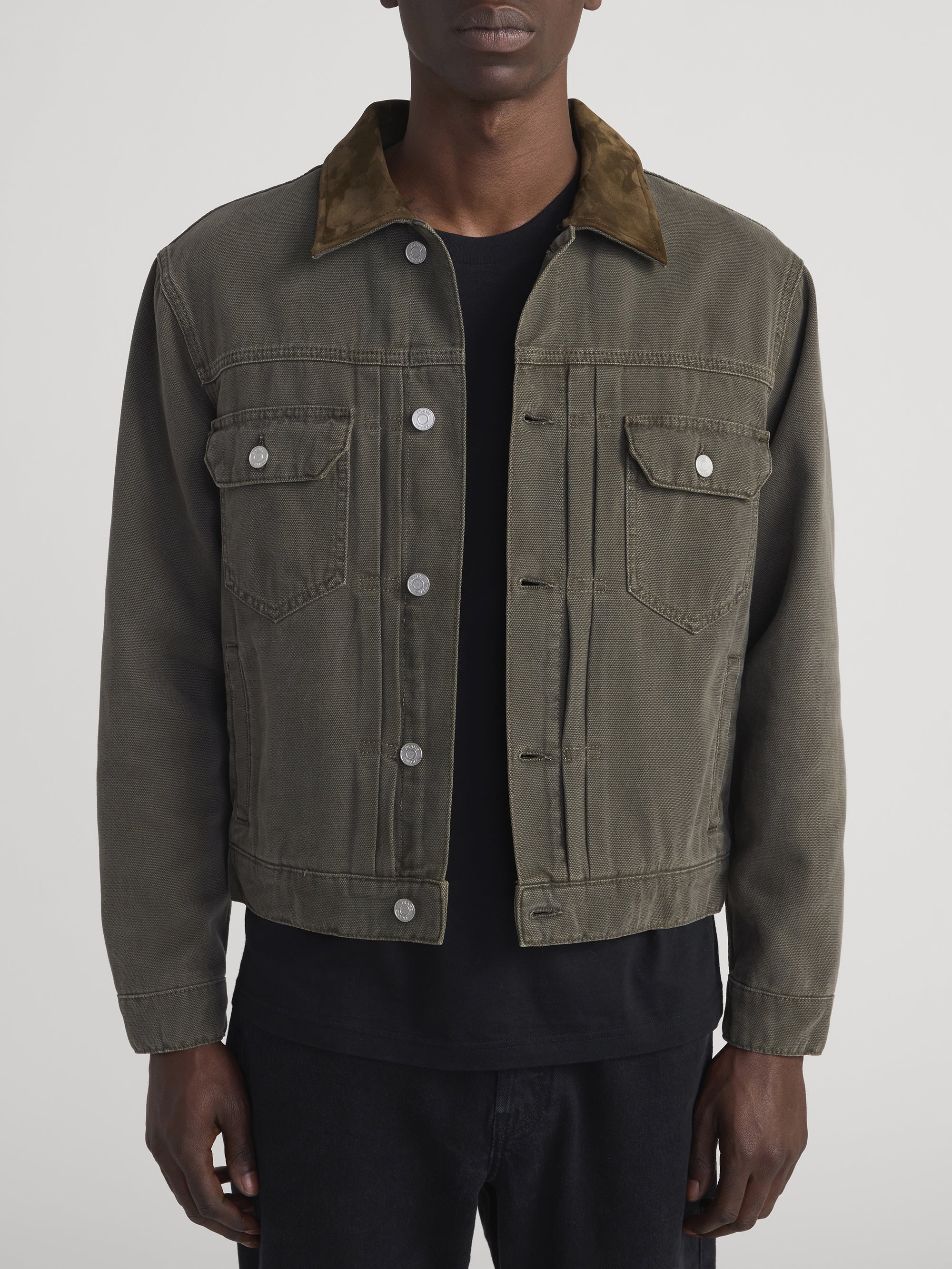 Canvas Trucker Jacket -- Antique Dark Olive - Image 3