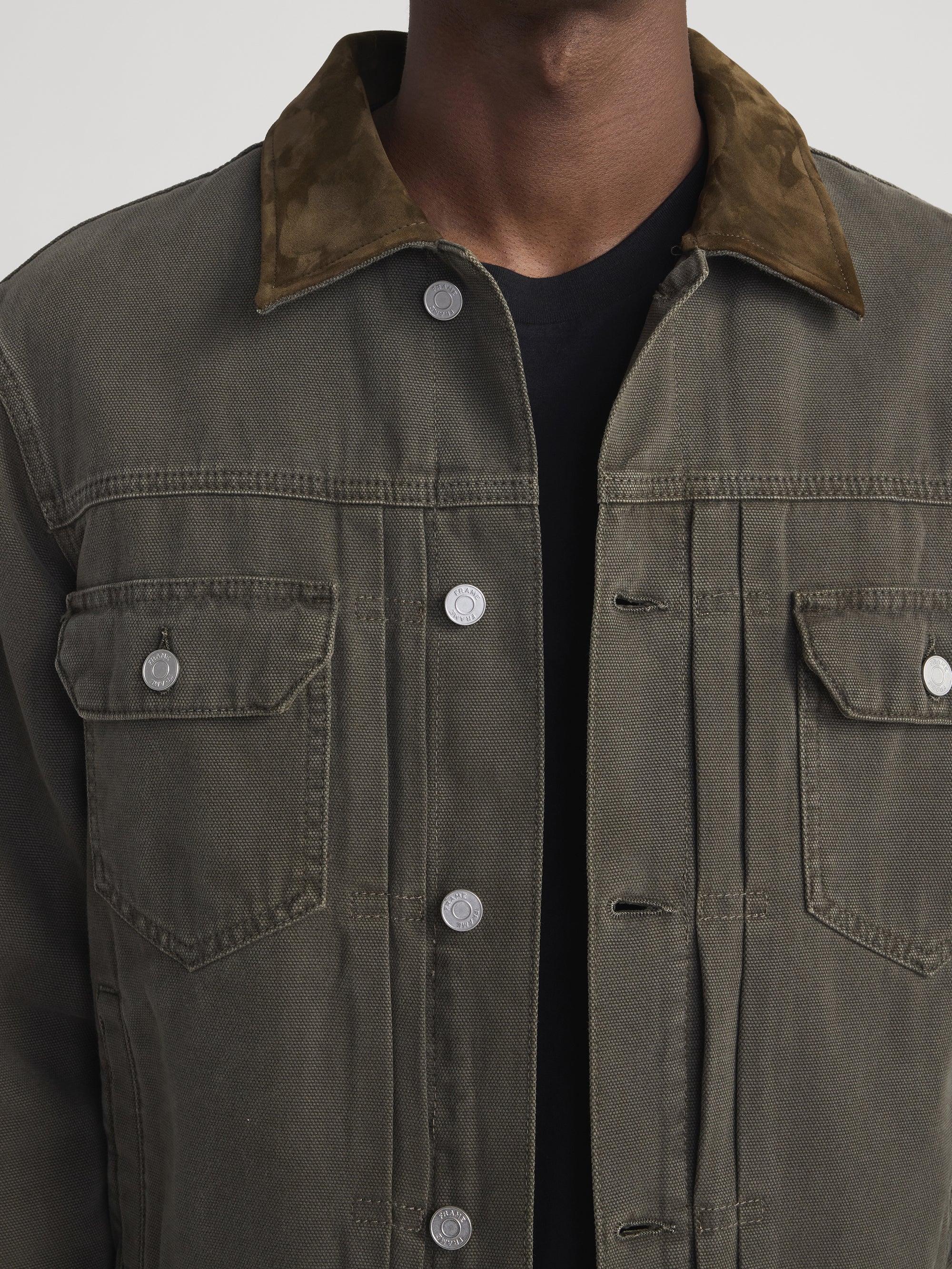 Canvas Trucker Jacket -- Antique Dark Olive - Image 4
