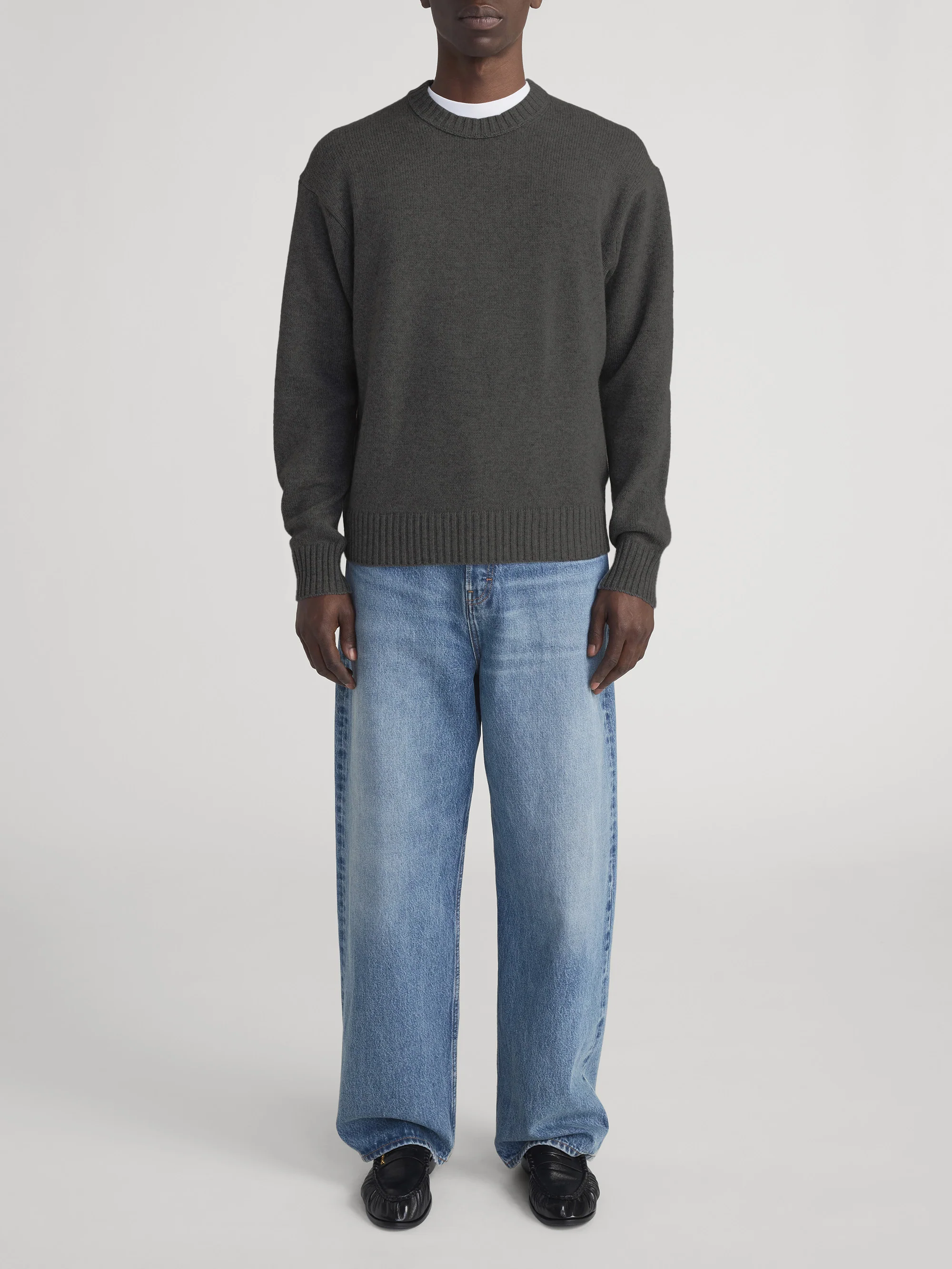 Cashmere Crewneck Sweater -- Dark Grey Melange - Image 2
