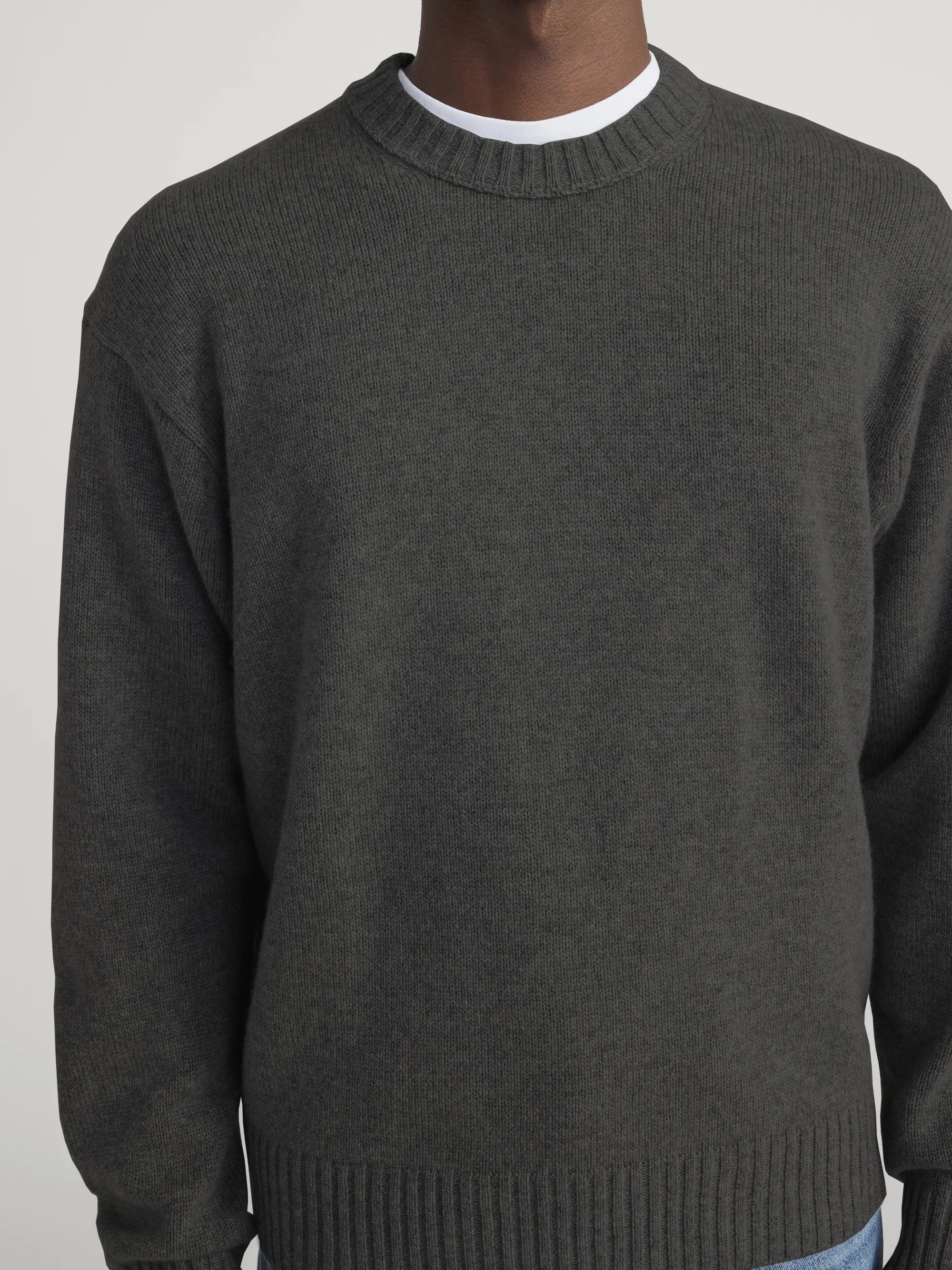 Cashmere Crewneck Sweater -- Dark Grey Melange - Image 4
