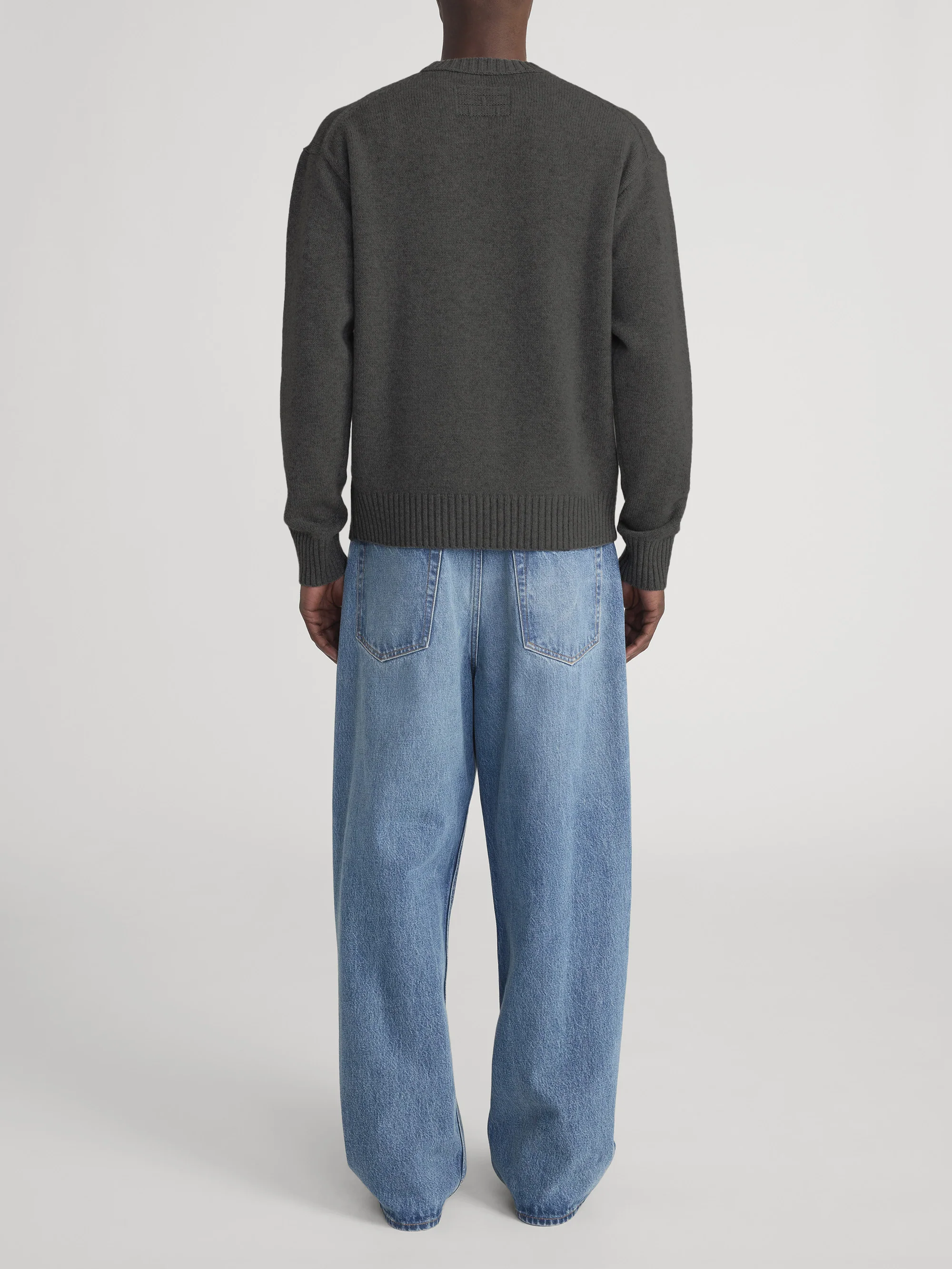Cashmere Crewneck Sweater -- Dark Grey Melange - Image 6