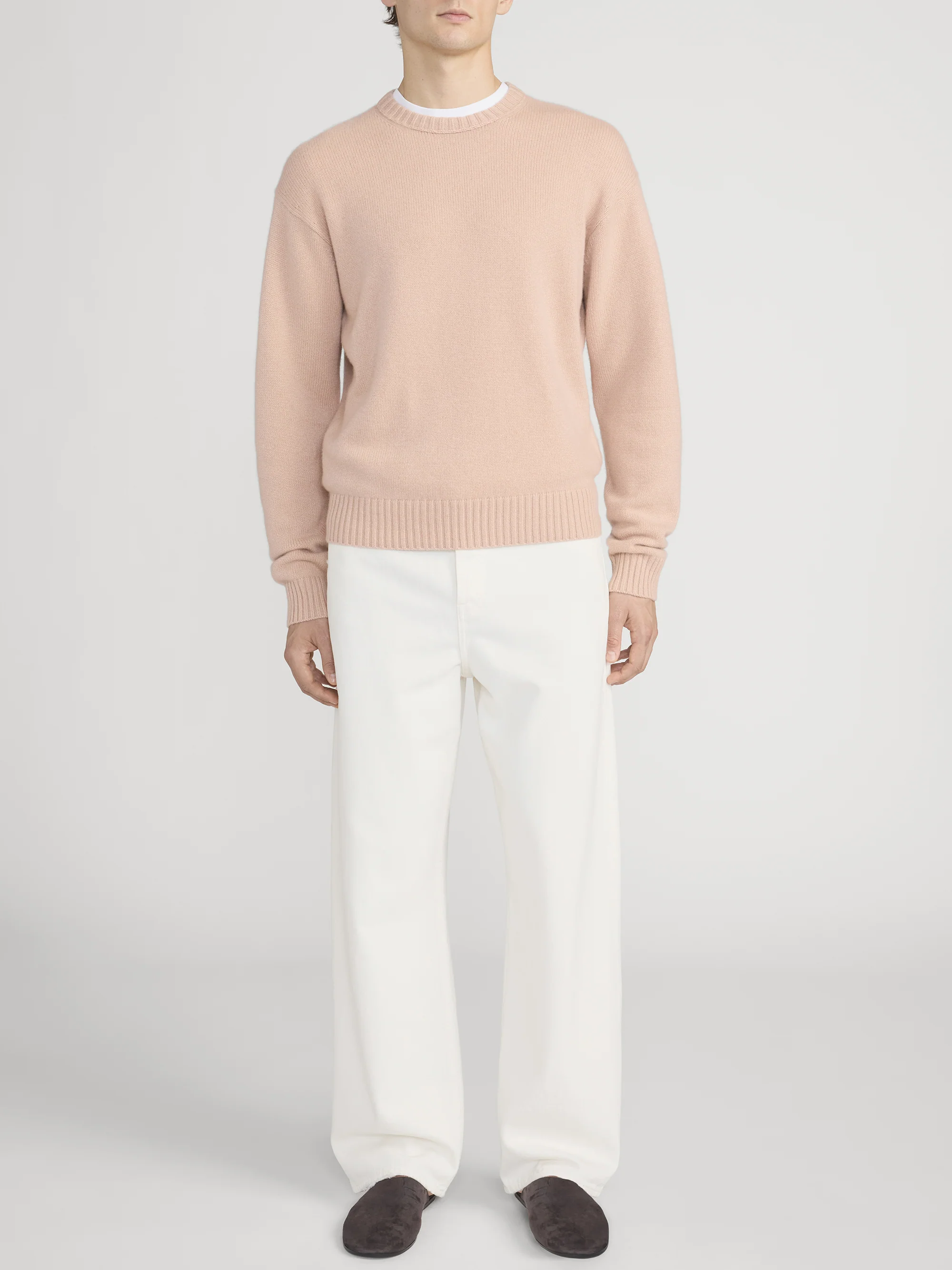 Cashmere Crewneck Sweater -- Pale Peach - Image 2