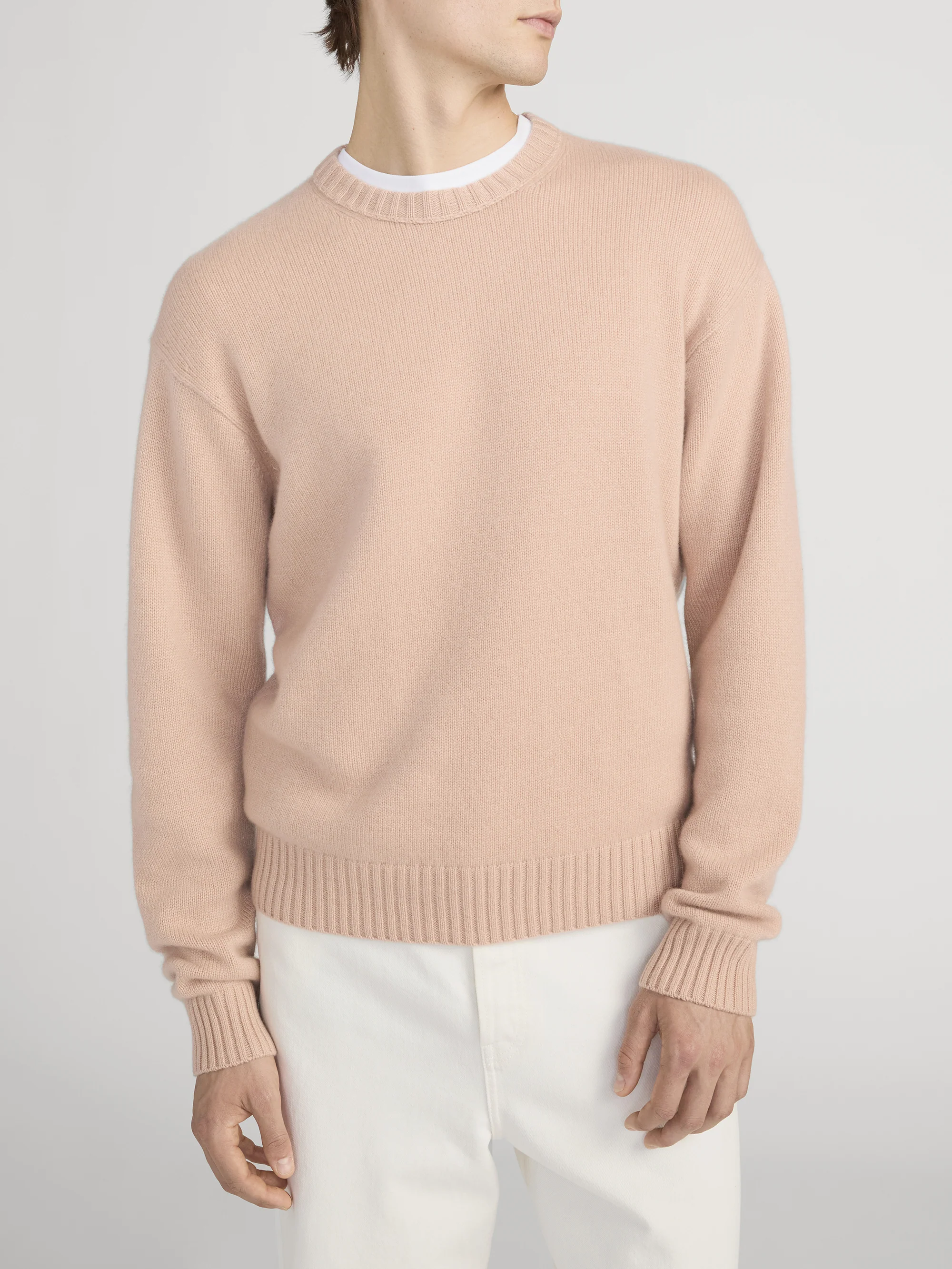 Cashmere Crewneck Sweater -- Pale Peach - Image 3