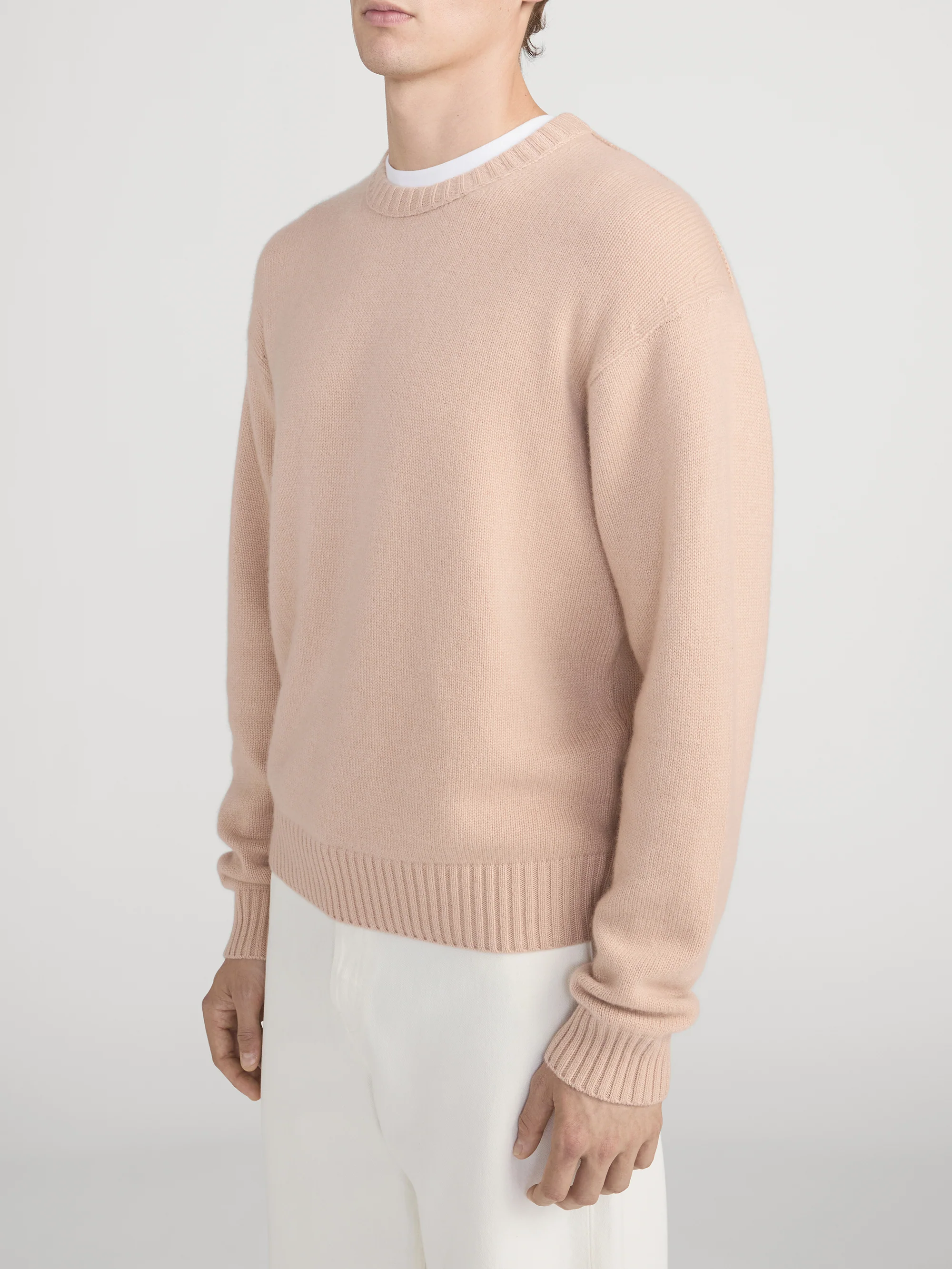 Cashmere Crewneck Sweater -- Pale Peach - Image 4