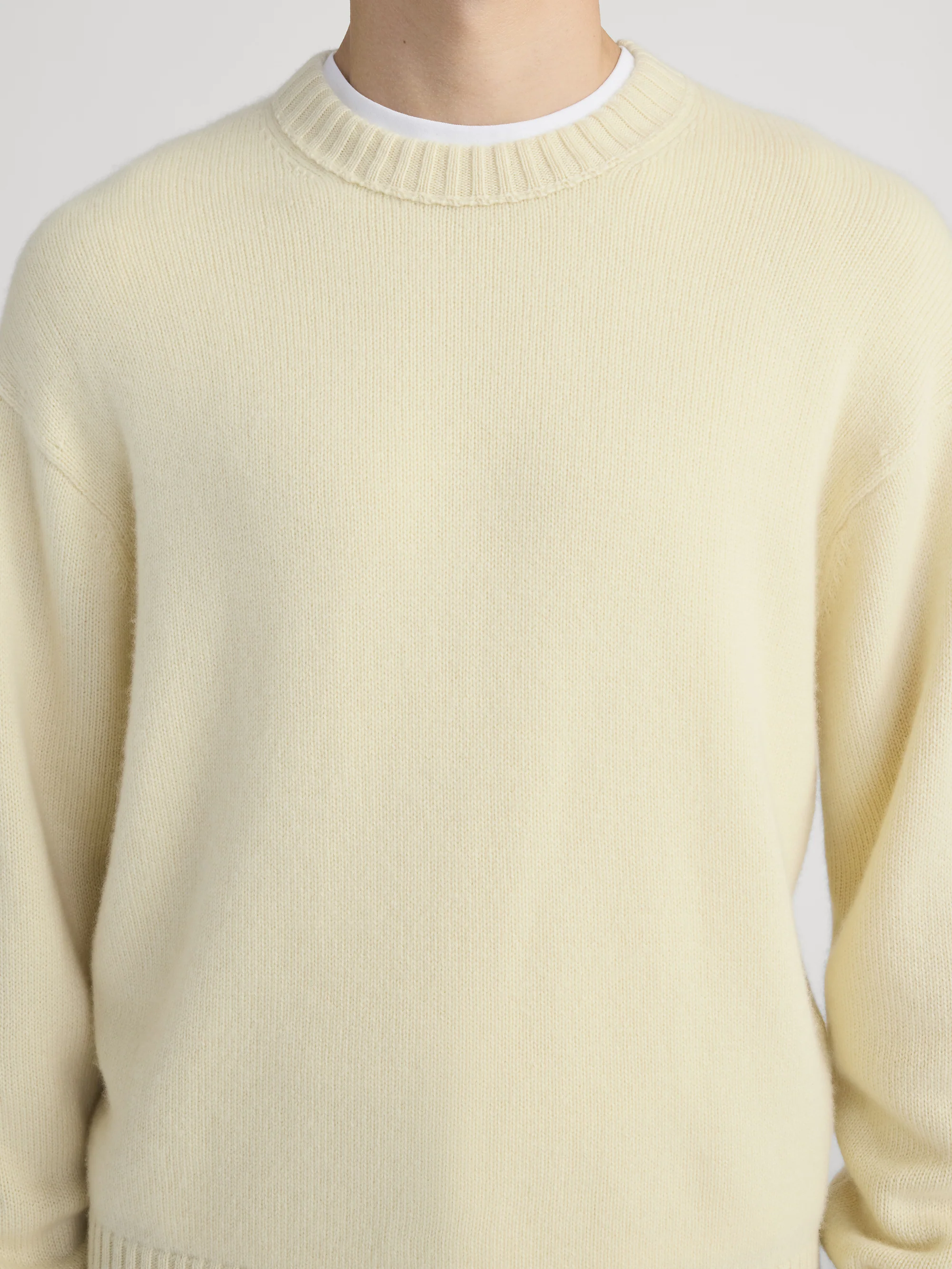 Cashmere Crewneck Sweater -- Pale Yellow - Image 4
