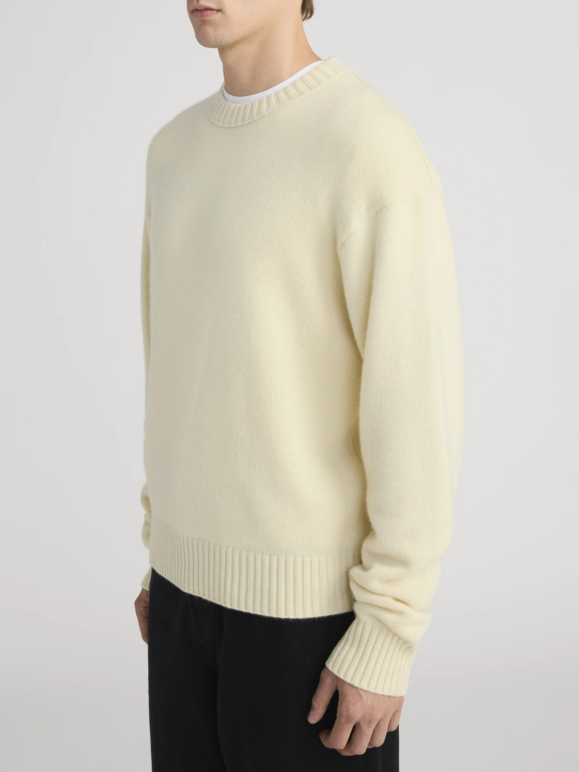 Cashmere Crewneck Sweater -- Pale Yellow - Image 5