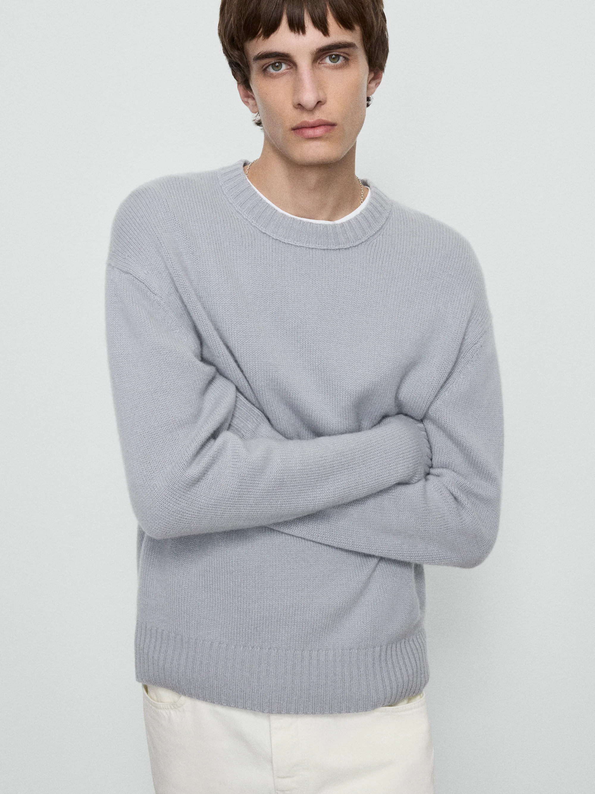 Cashmere Crewneck Sweater -- Smoky Blue - Image 2