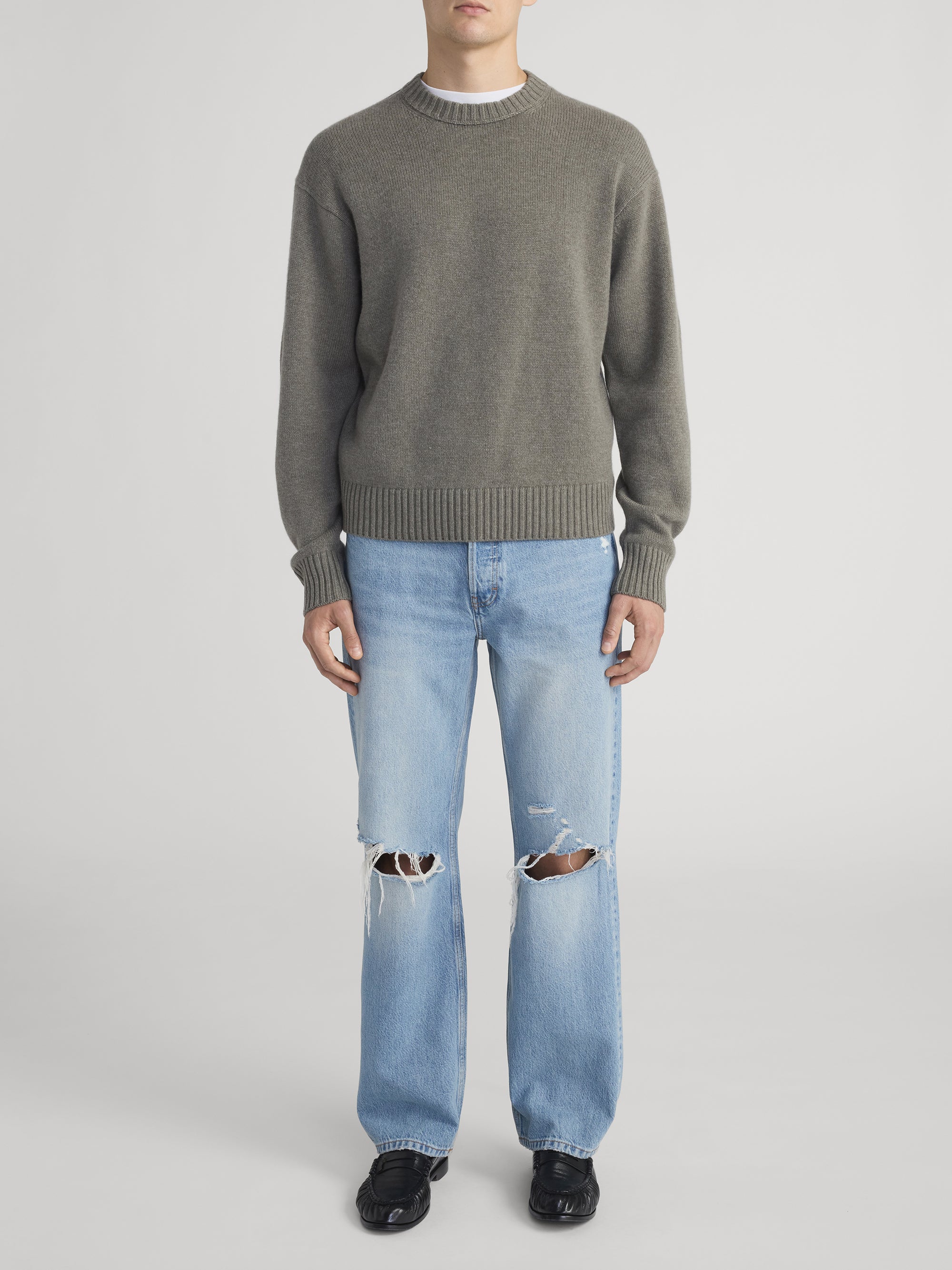 Cashmere Crewneck Sweater -- Smoky Green - Image 2