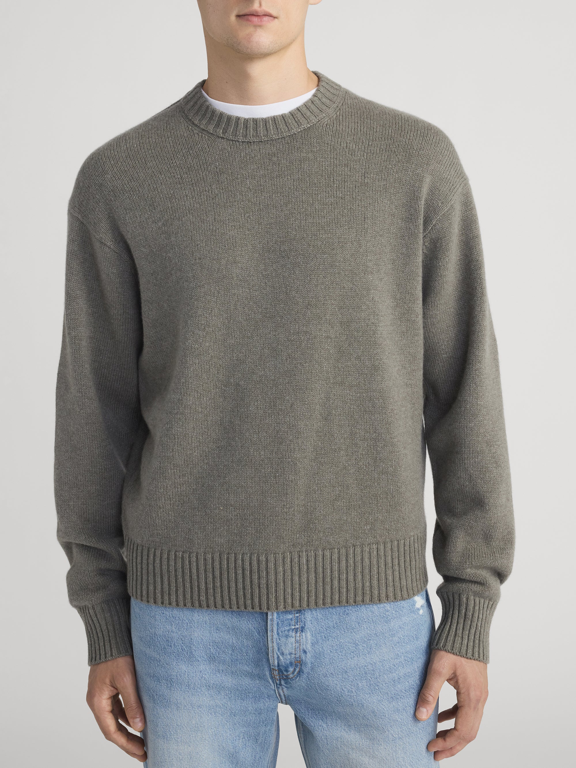 Cashmere Crewneck Sweater -- Smoky Green - Image 3