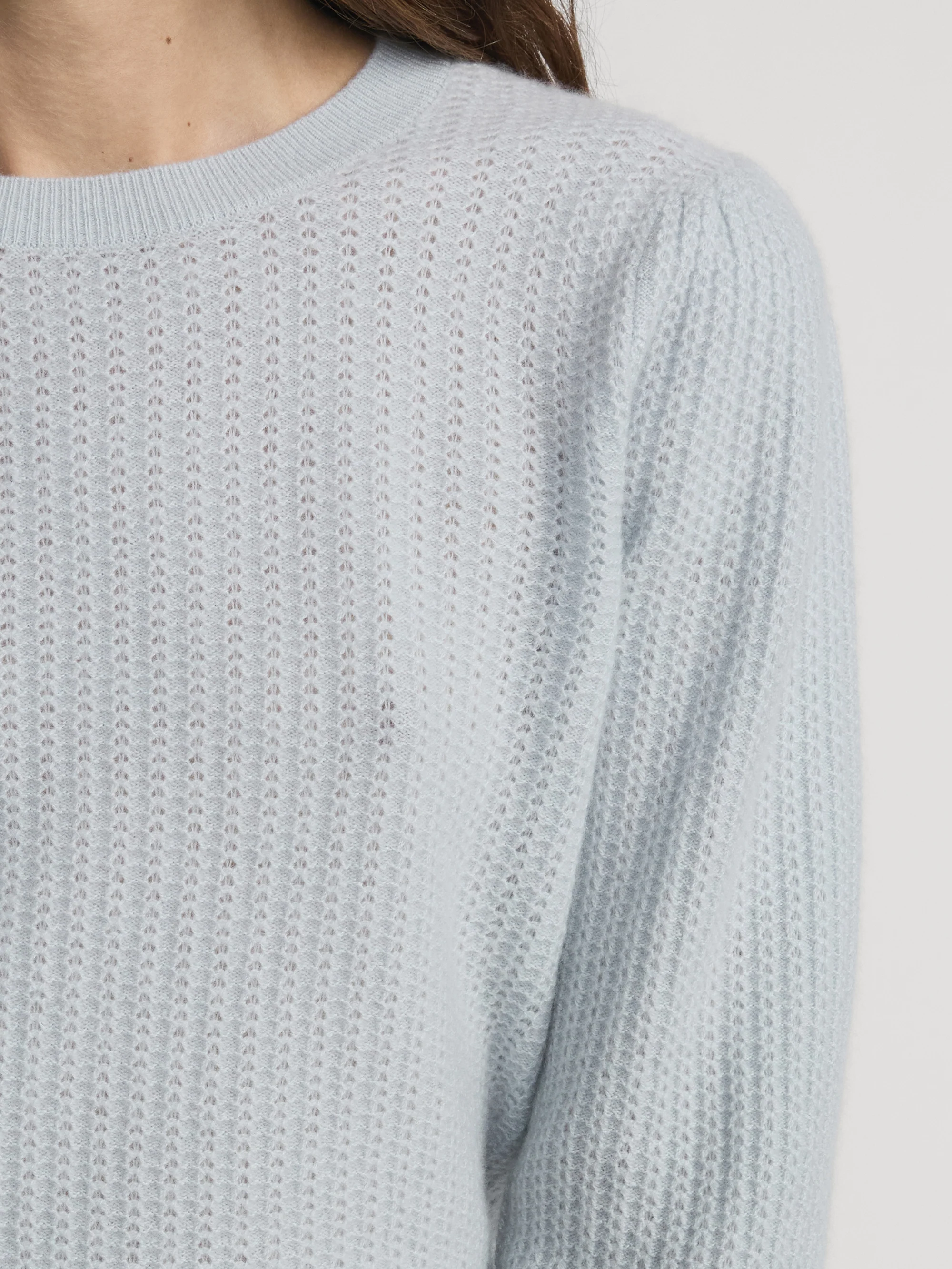 Chain Pointelle Sweater -- Sky Blue - Image 4