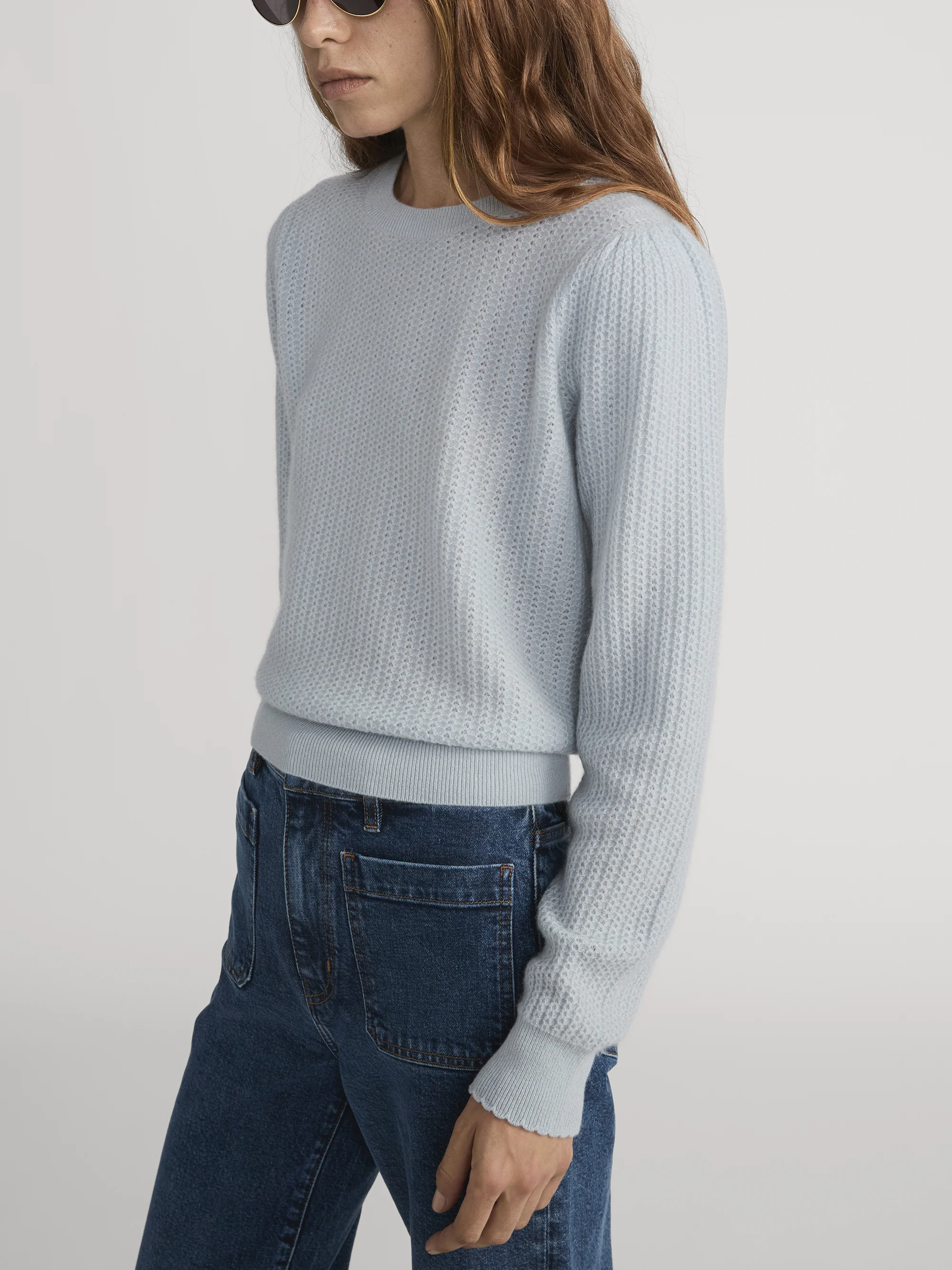 Chain Pointelle Sweater -- Sky Blue - Image 5