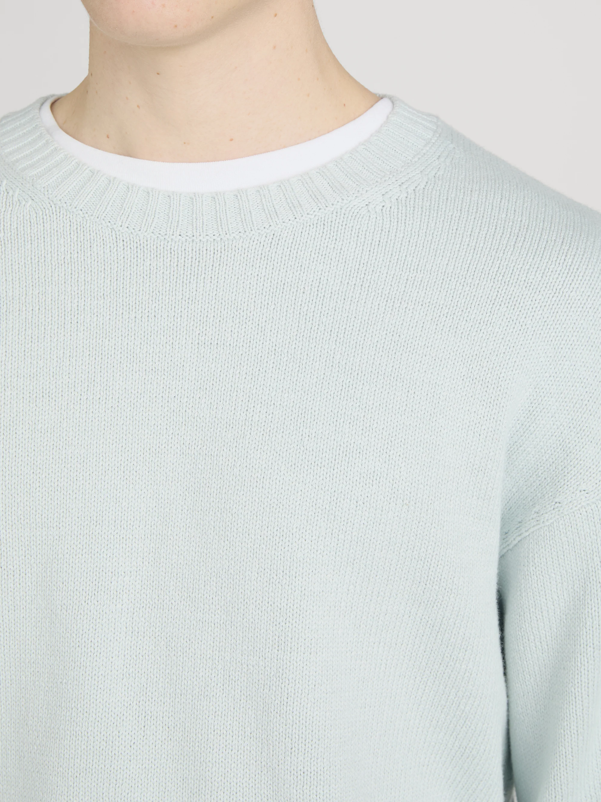 Cotton Silk Crewneck Sweater -- Pale Blue - Image 4