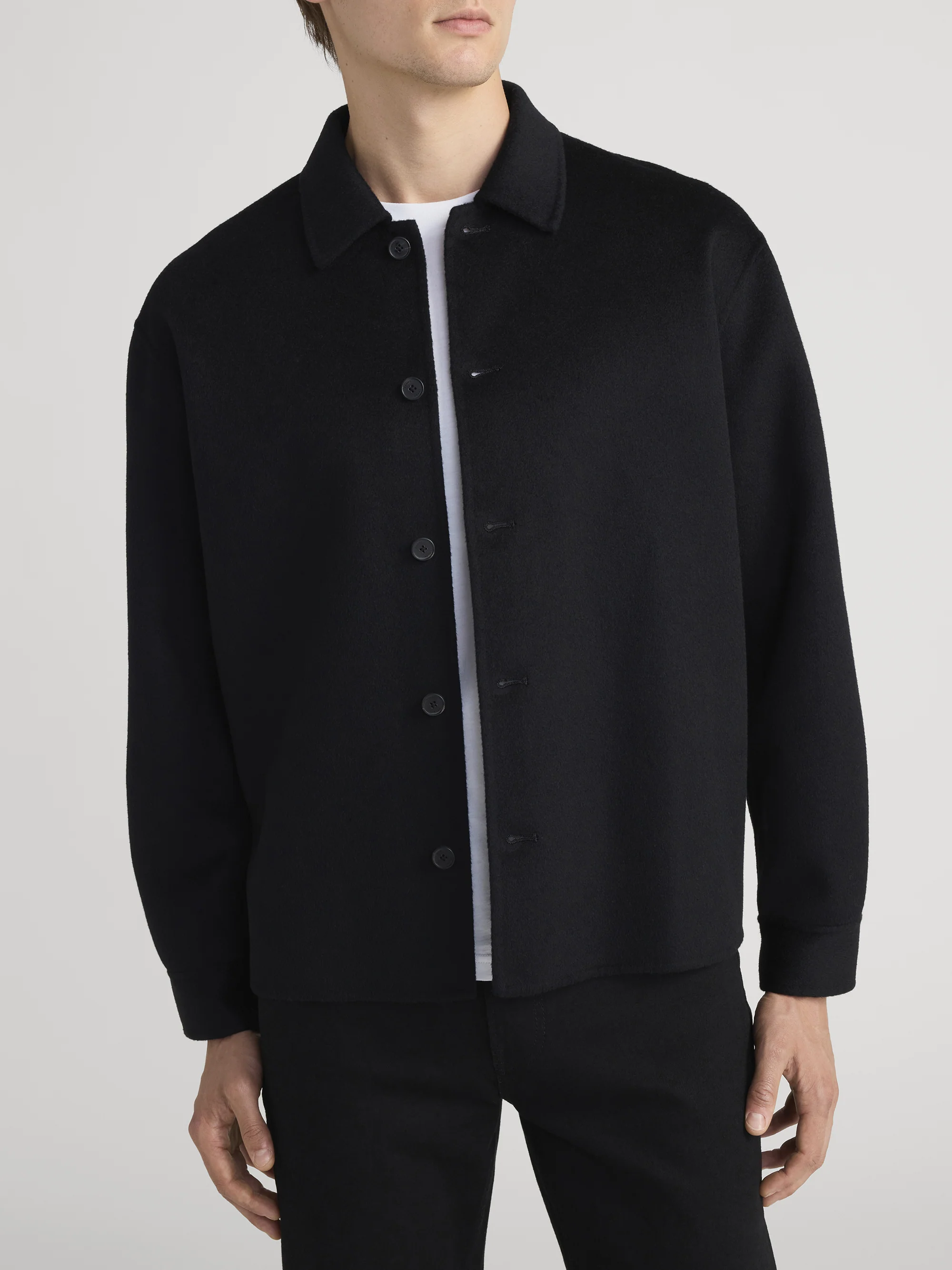 Double Face Shirt Jacket -- Black - Image 3