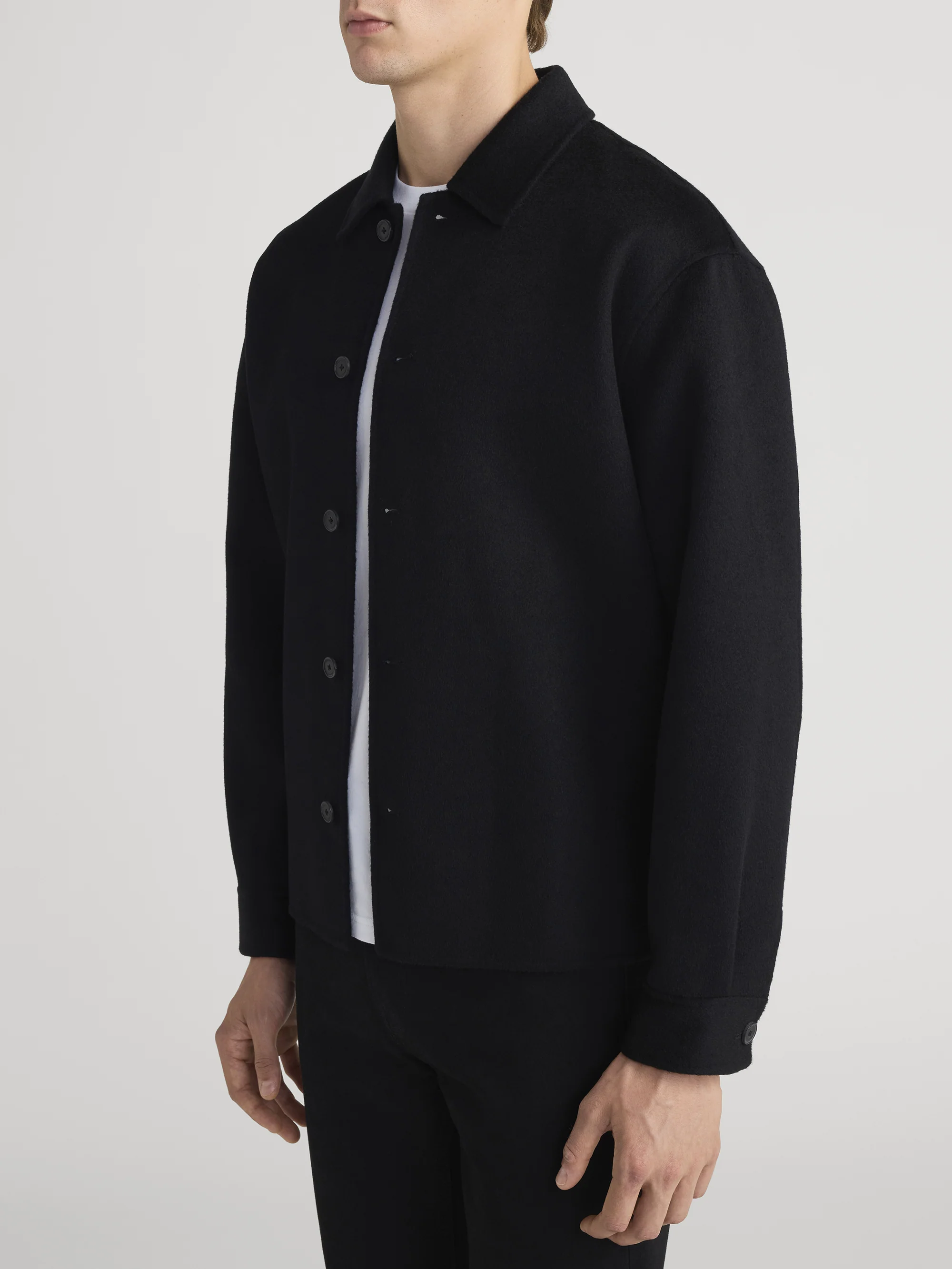 Double Face Shirt Jacket -- Black - Image 5