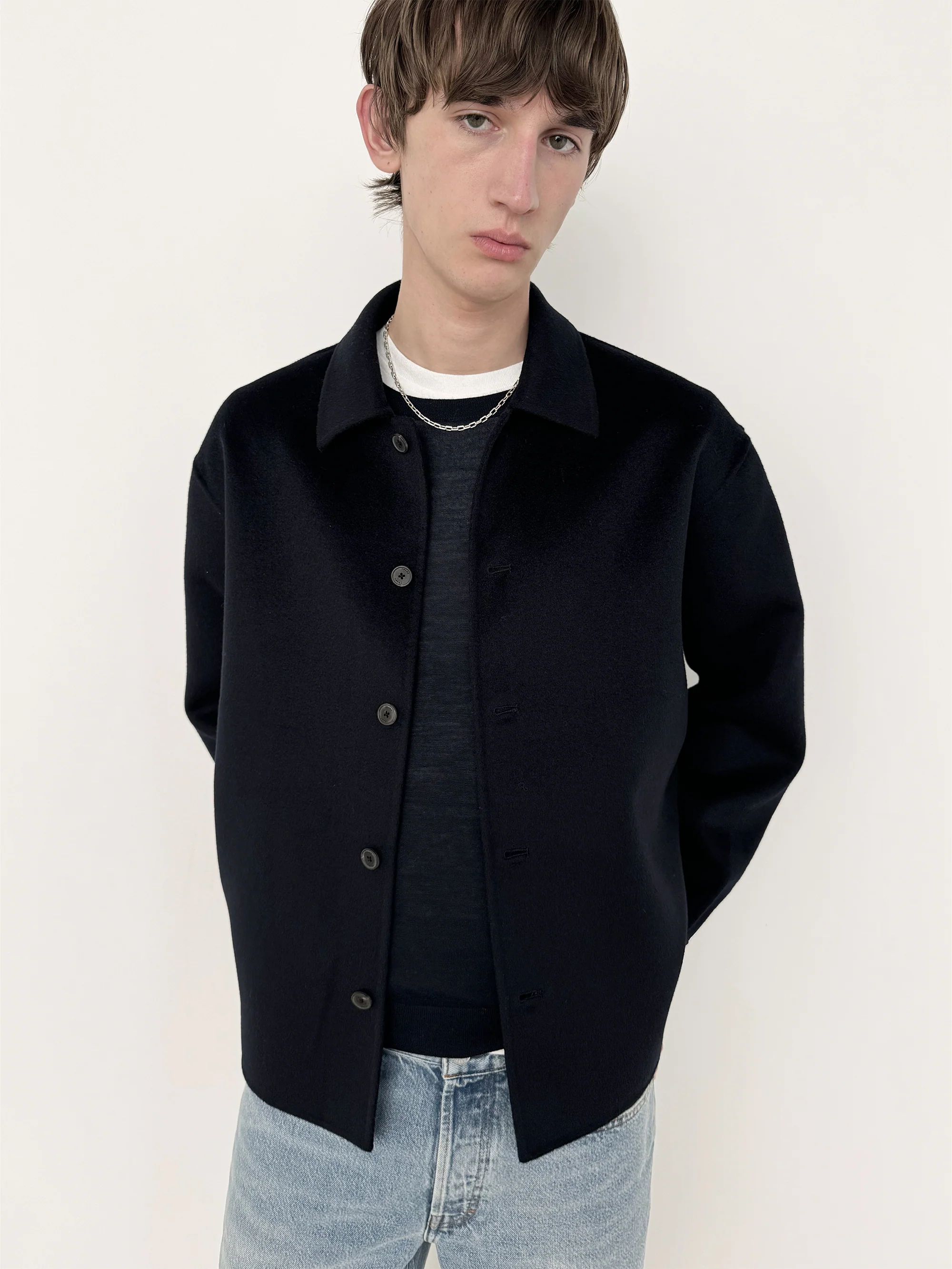 Double Face Shirt Jacket -- Dark Navy - Image 5