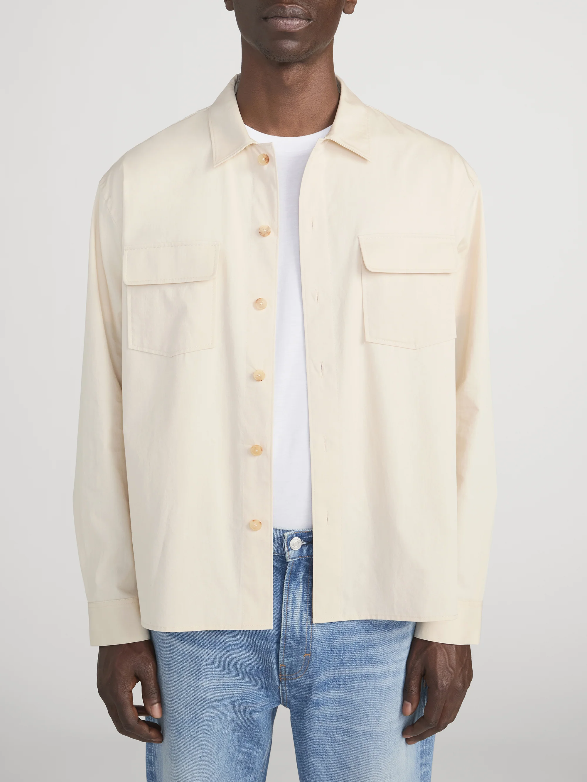 Double Pocket Overshirt -- Light Beige - Image 3