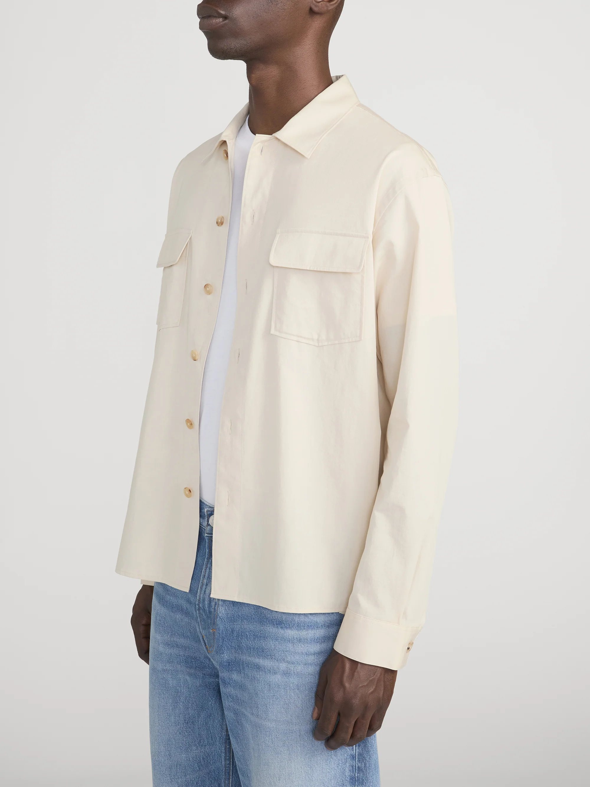 Double Pocket Overshirt -- Light Beige - Image 4