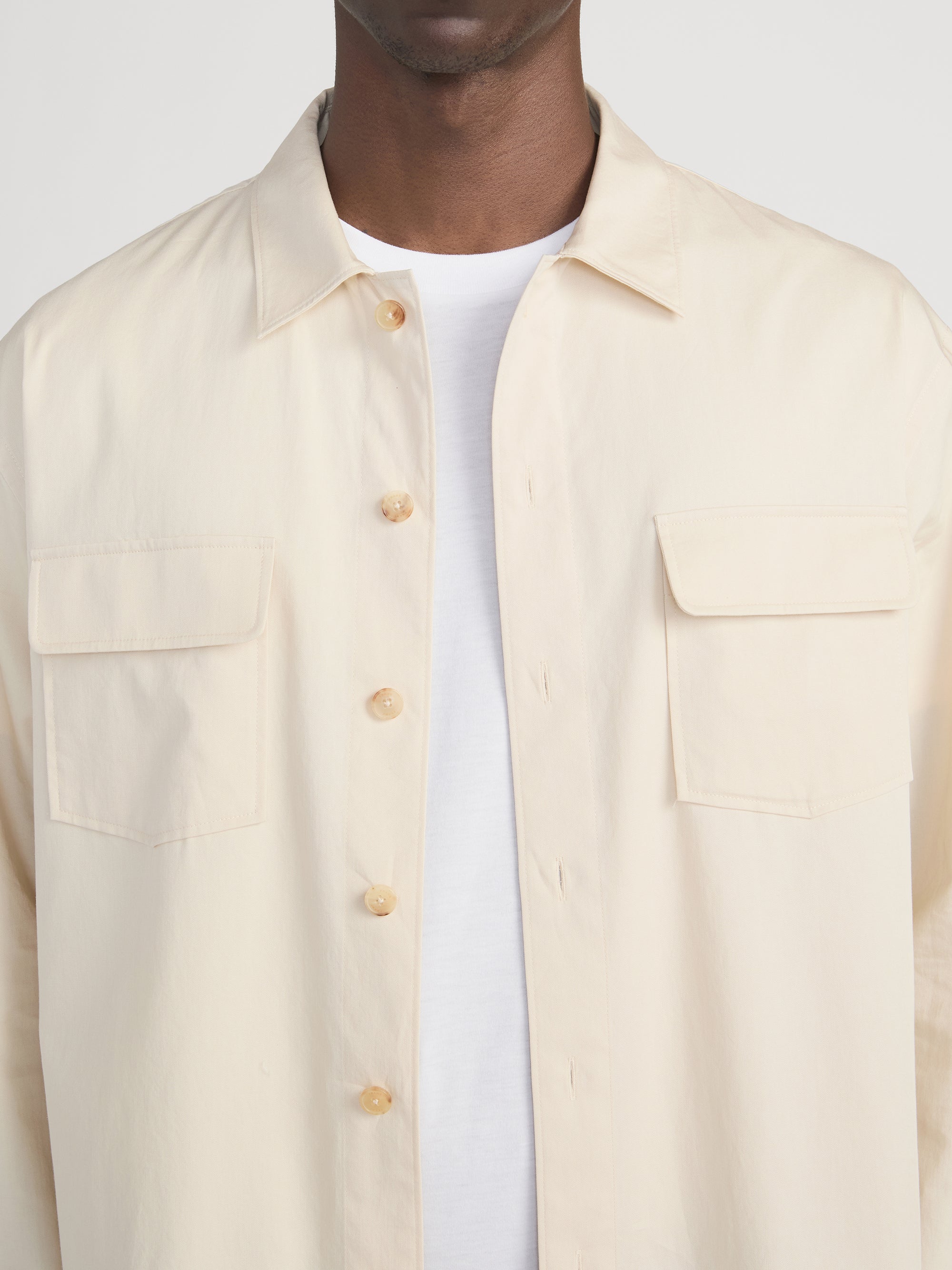 Double Pocket Overshirt -- Light Beige - Image 5