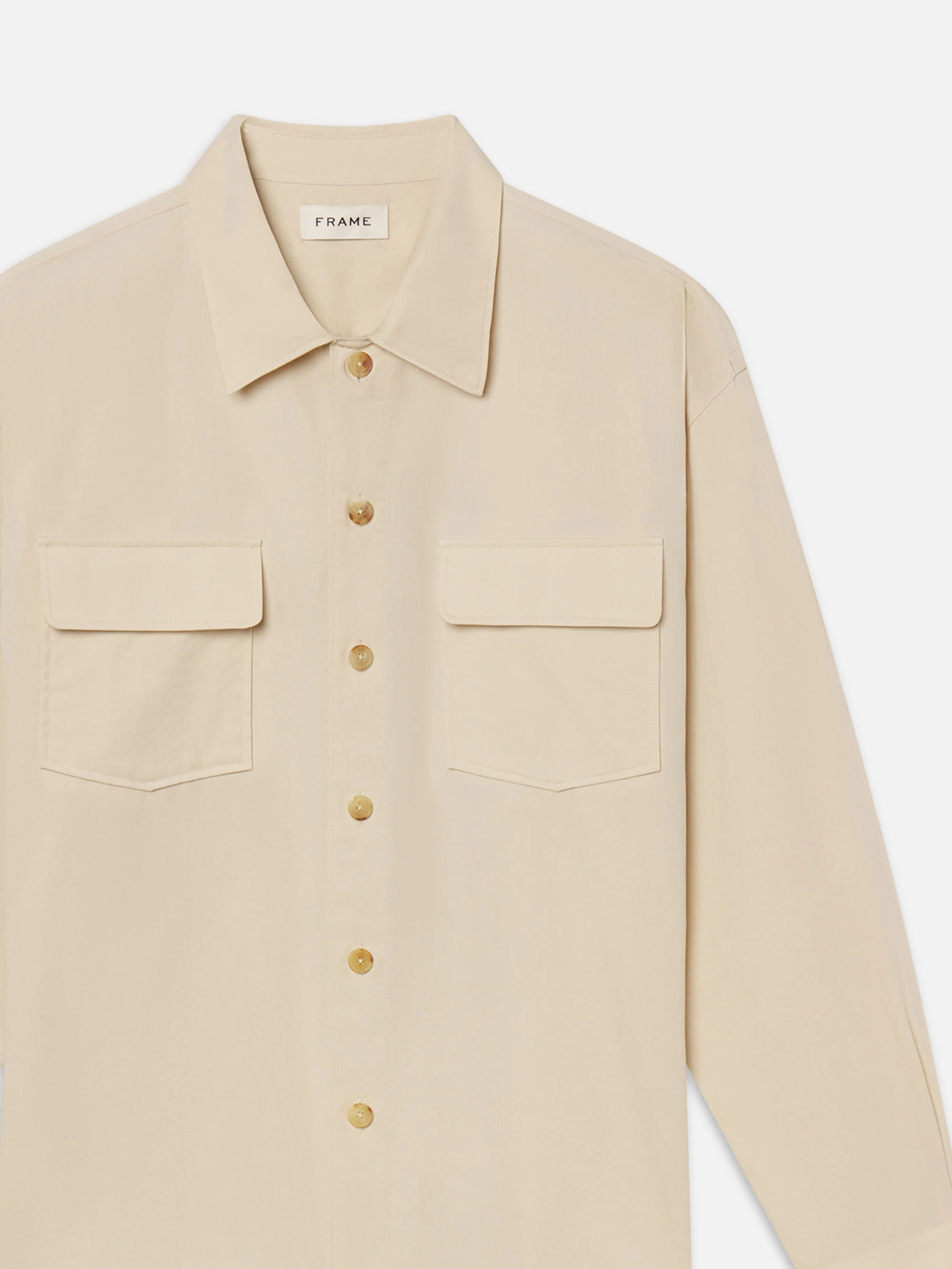 Double Pocket Overshirt -- Light Beige - Image 8