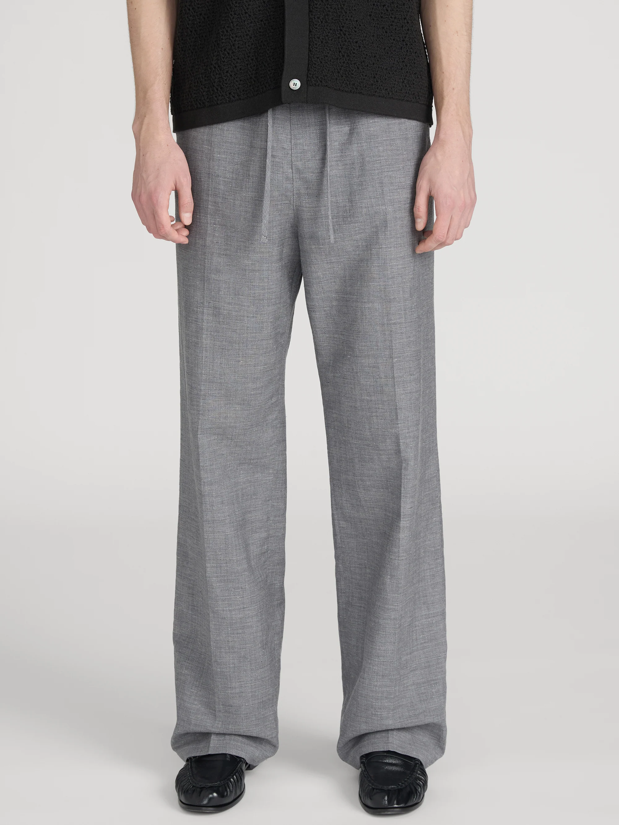 Easy Wide Leg Trousers -- Grey Melange - Image 3