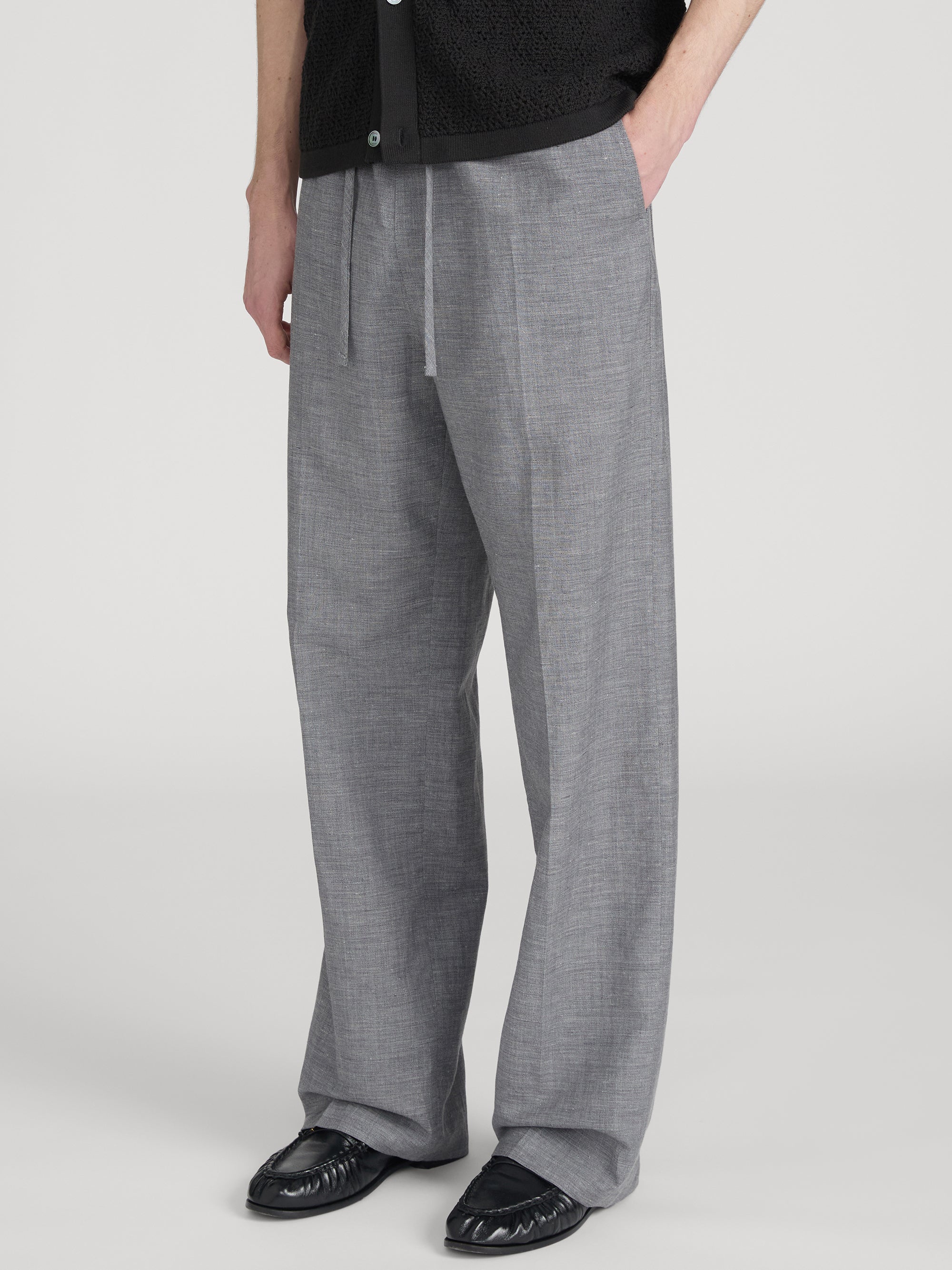 Easy Wide Leg Trousers -- Grey Melange - Image 4