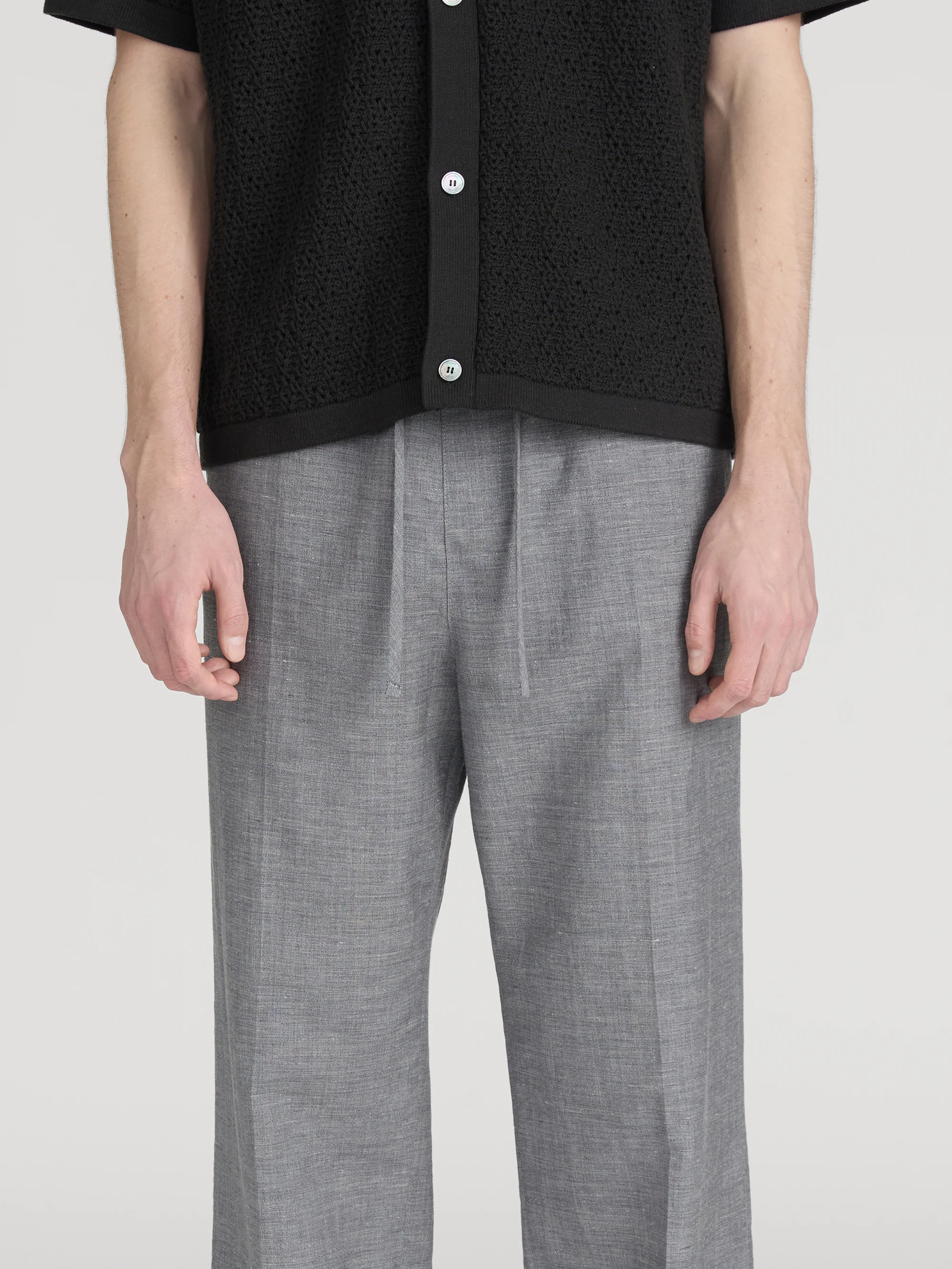 Easy Wide Leg Trousers -- Grey Melange - Image 5