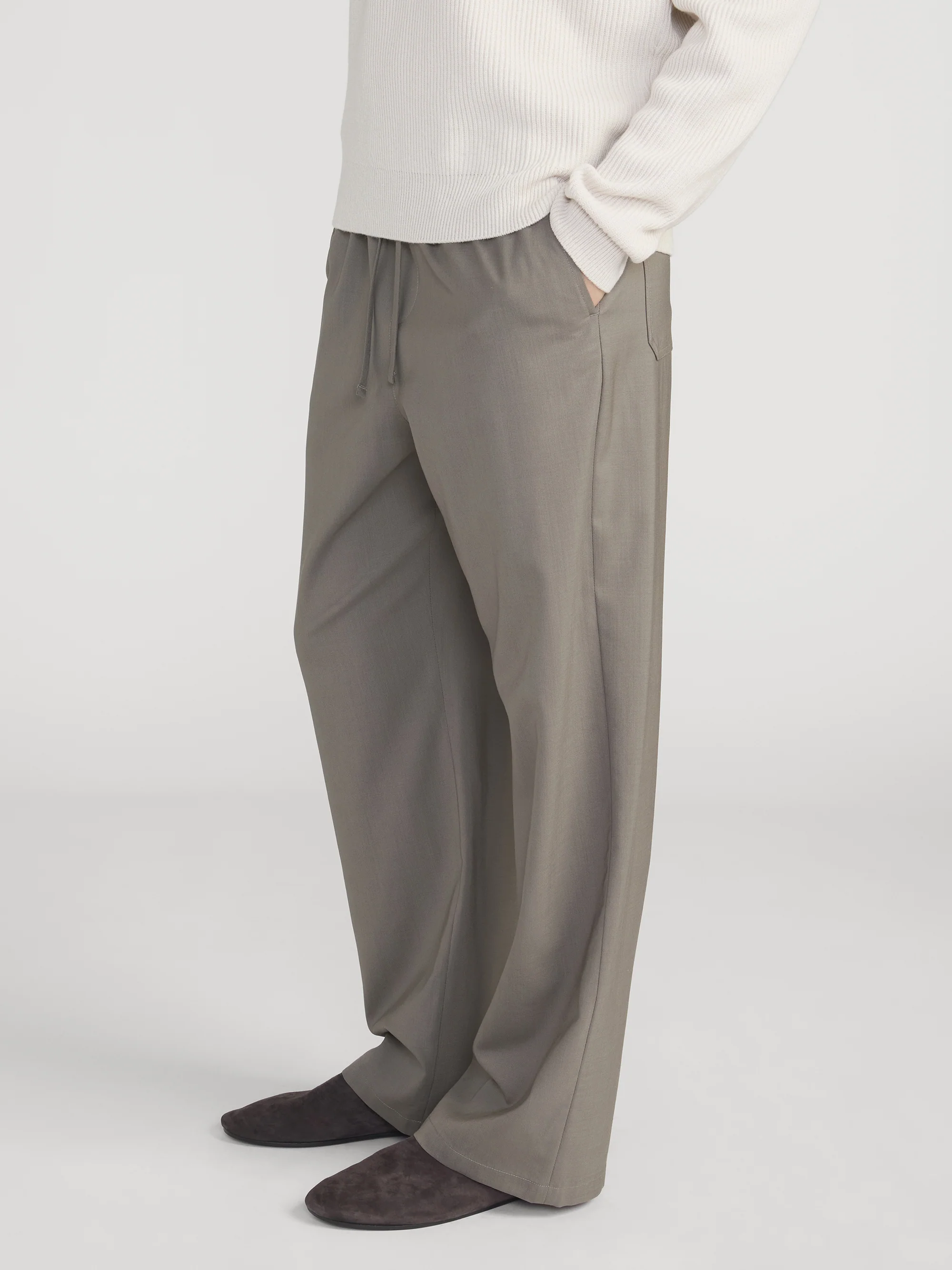Easy Wide Leg Trousers -- Smoky Green - Image 4