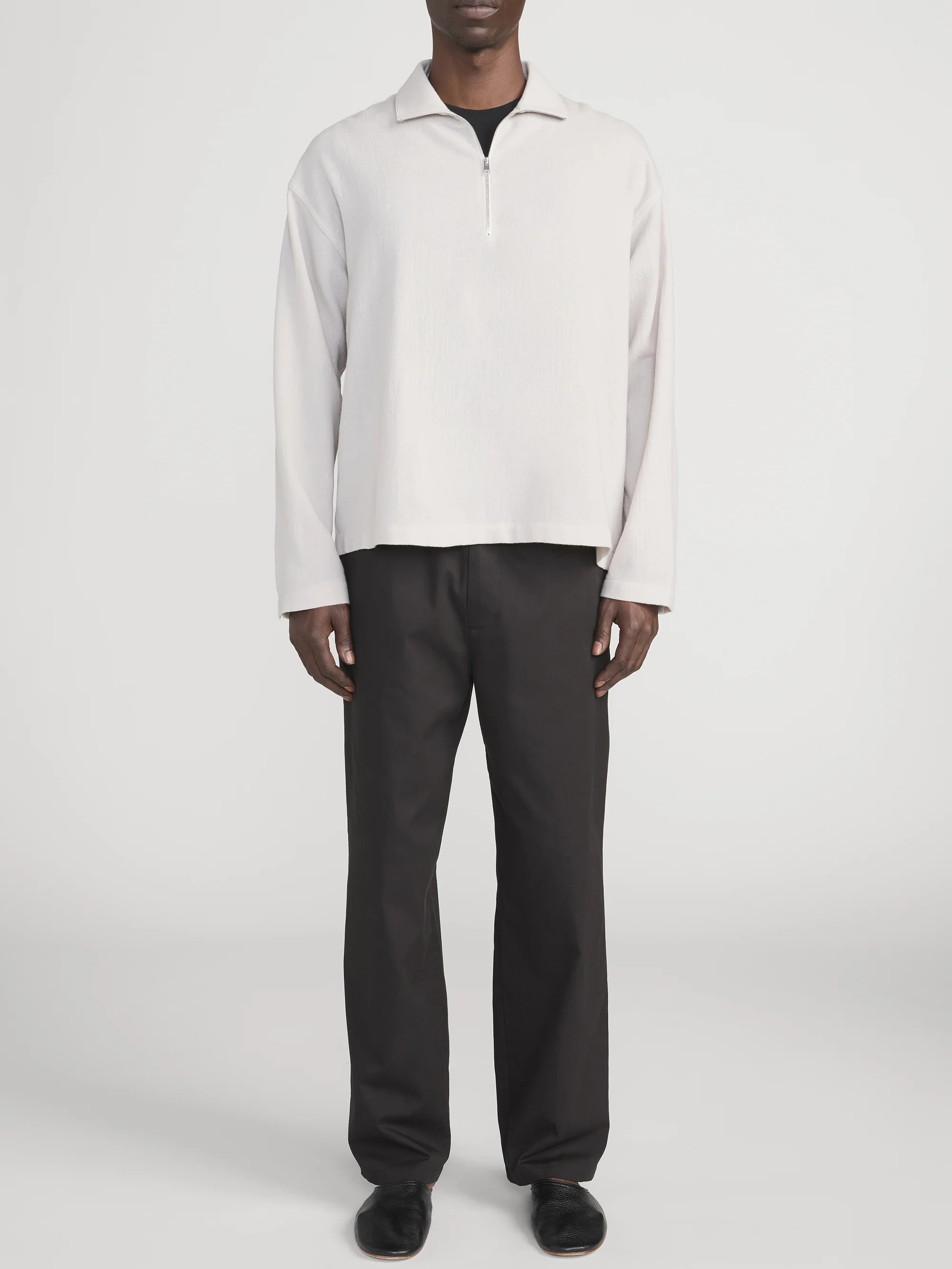Half Zip Overshirt Jacket -- Light Taupe - Image 2