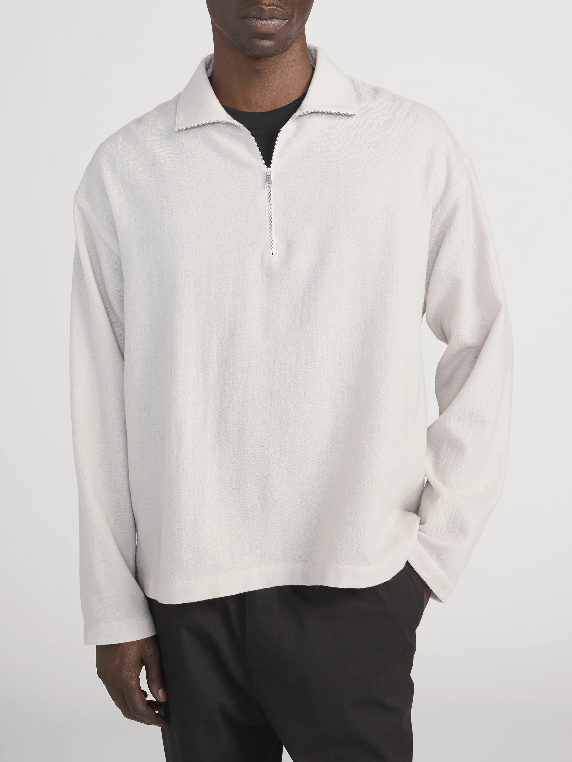 Half Zip Overshirt Jacket -- Light Taupe - Image 3