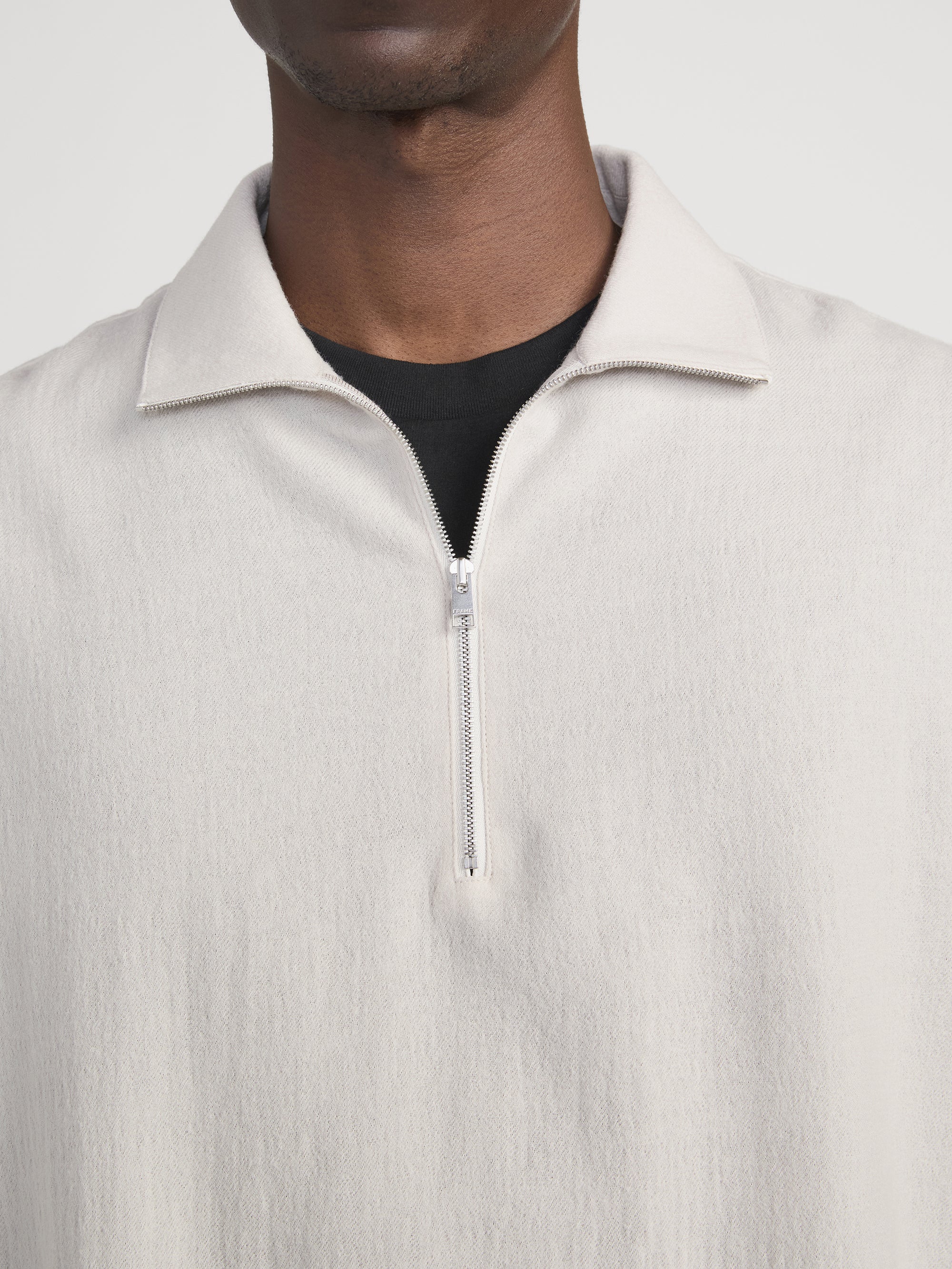 Half Zip Overshirt Jacket -- Light Taupe - Image 5