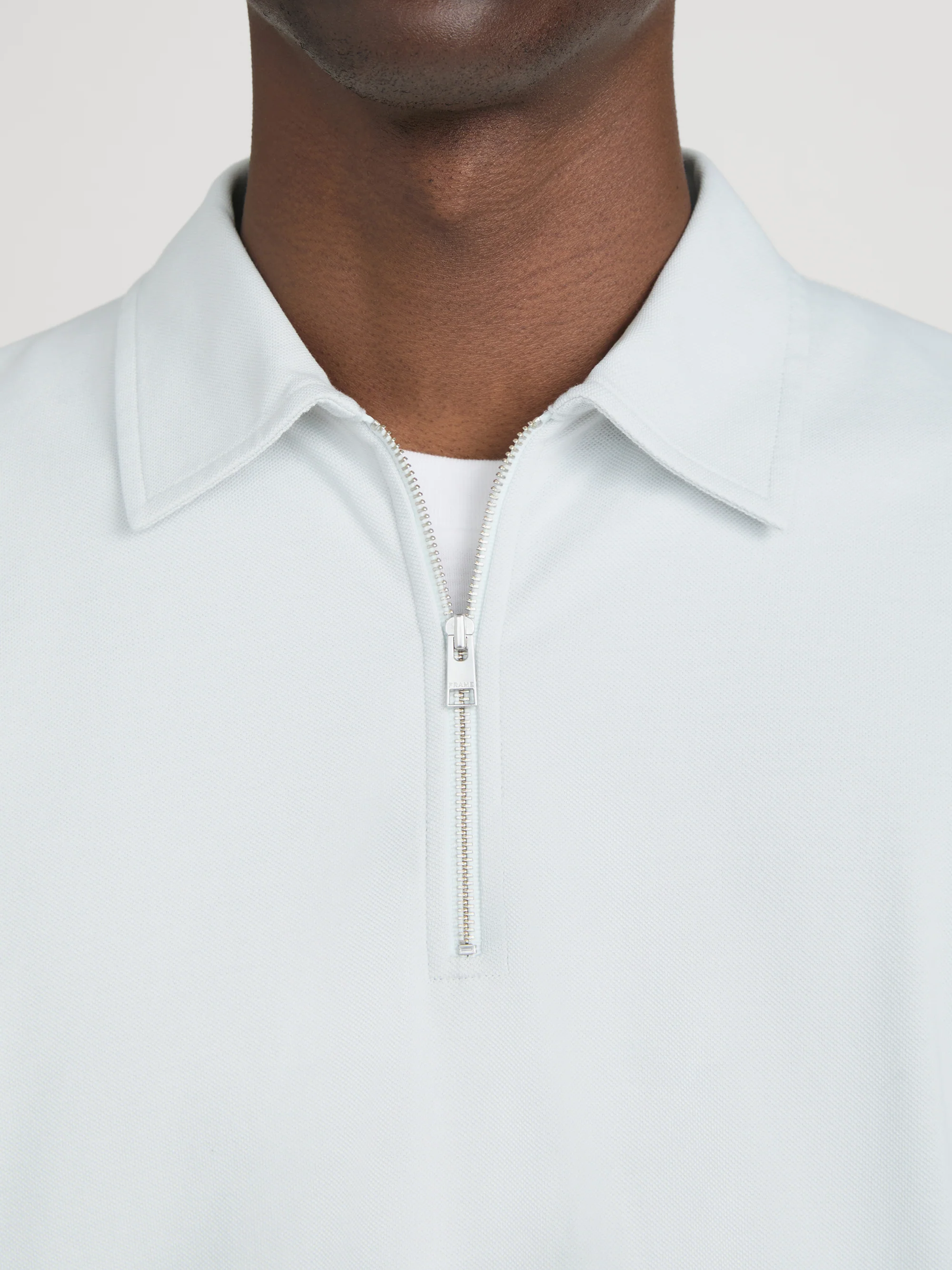 Half Zip Pique Polo -- Pale Blue - Image 5