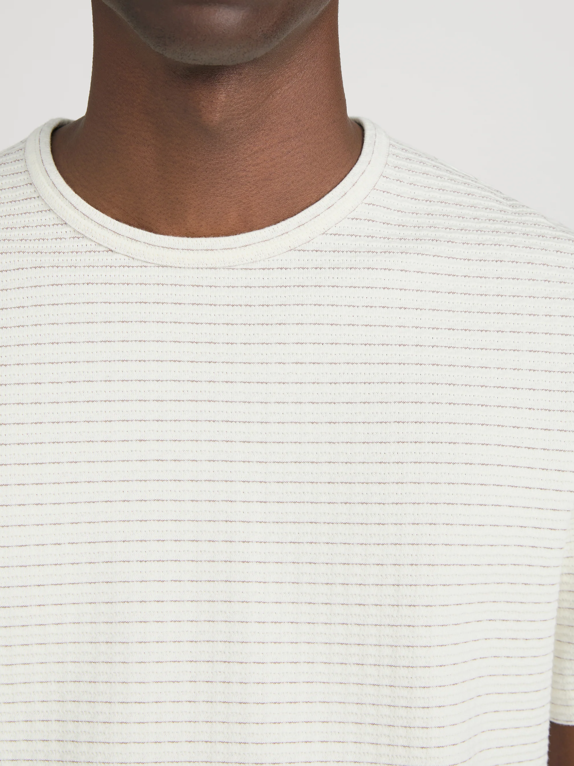 Jacquard Stripe Tee -- Cream/ Mauve Stripe - Image 5