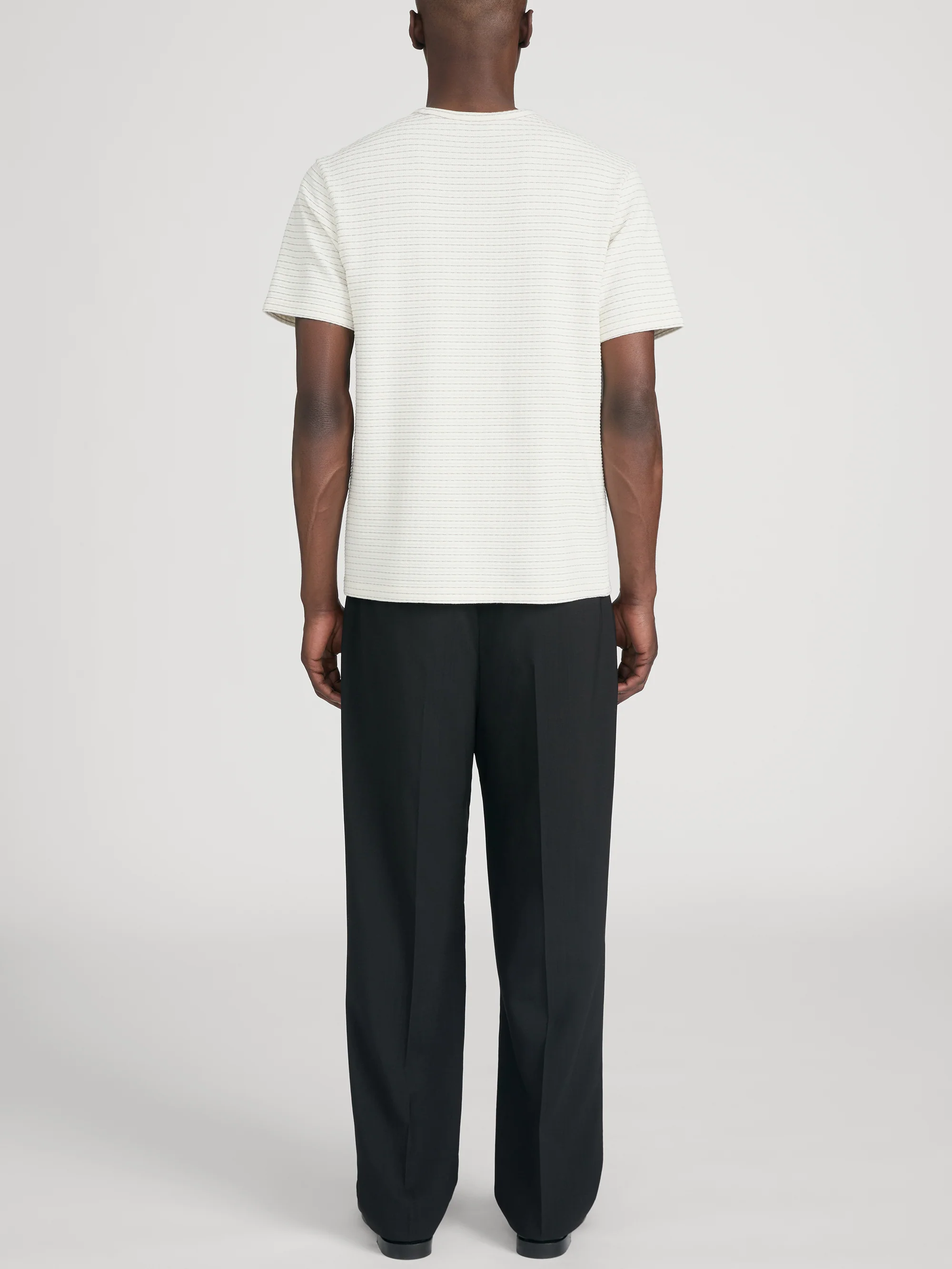 Jacquard Stripe Tee -- Cream/ Mauve Stripe - Image 6