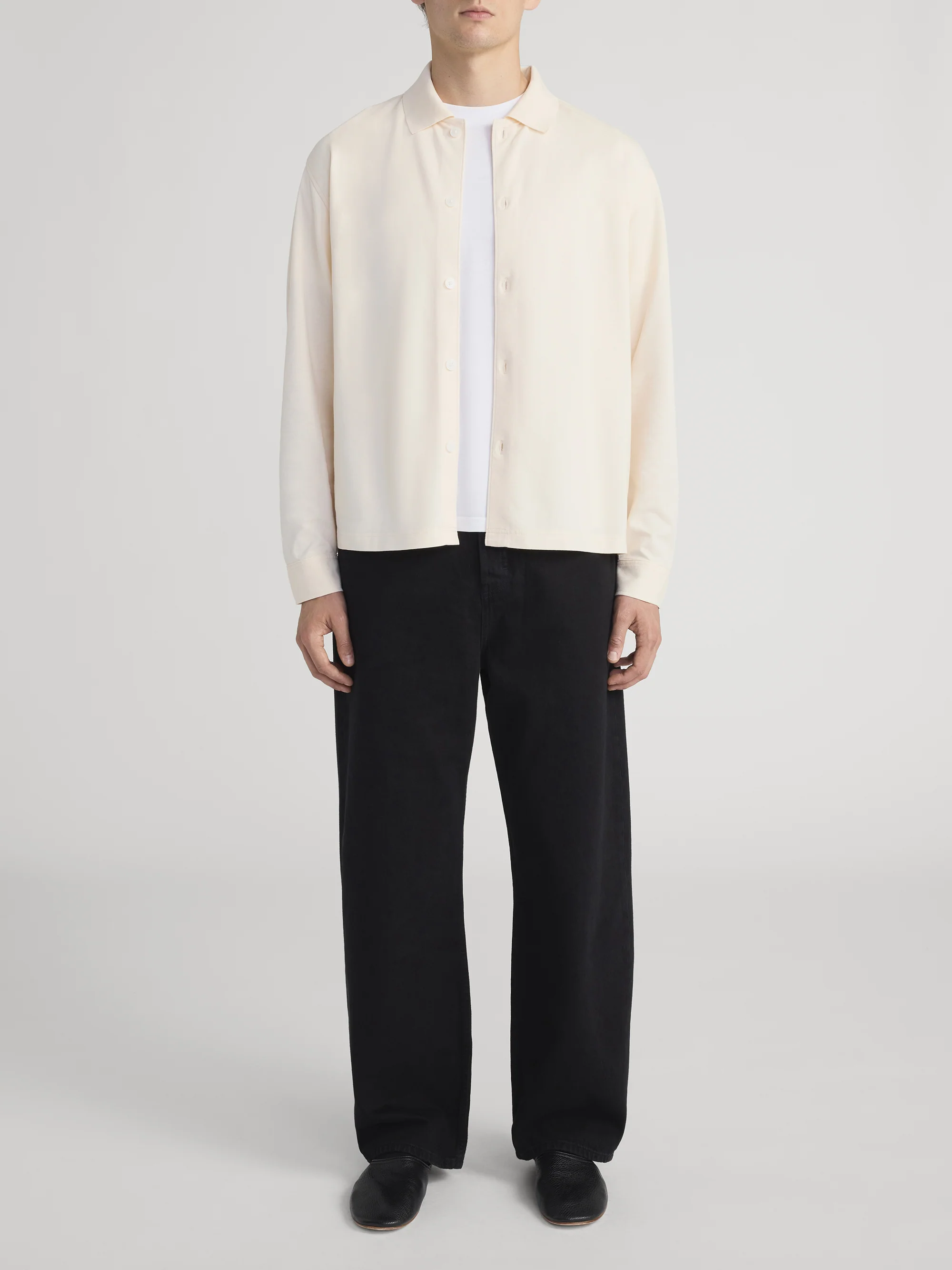 Button Down Pique Shirt -- Cream - Image 2