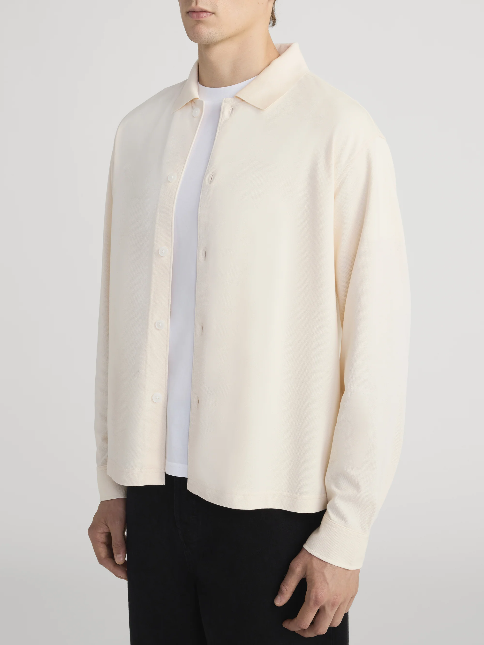 Button Down Pique Shirt -- Cream - Image 5