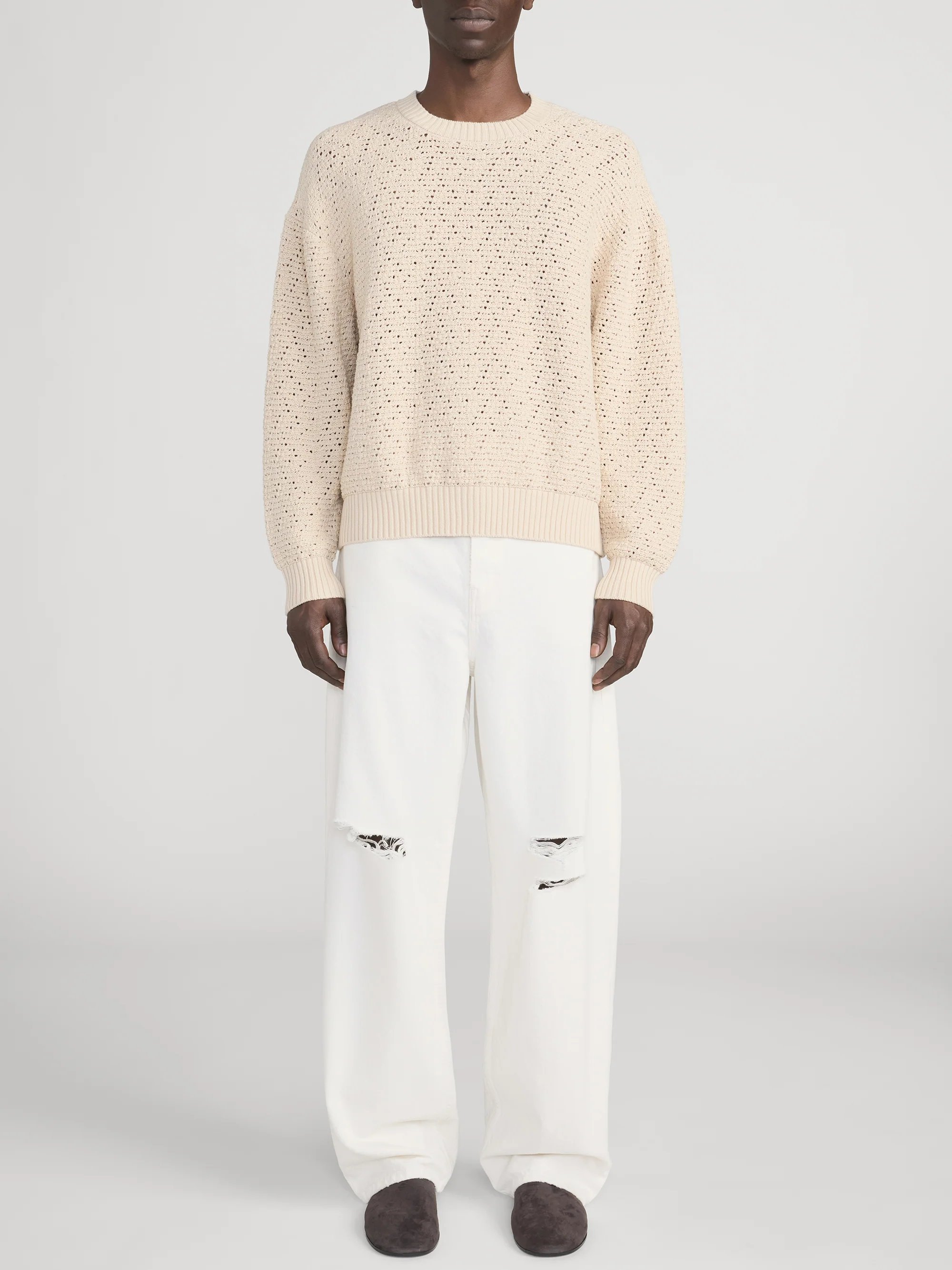 Crochet Sweater -- Light Stone - Image 2