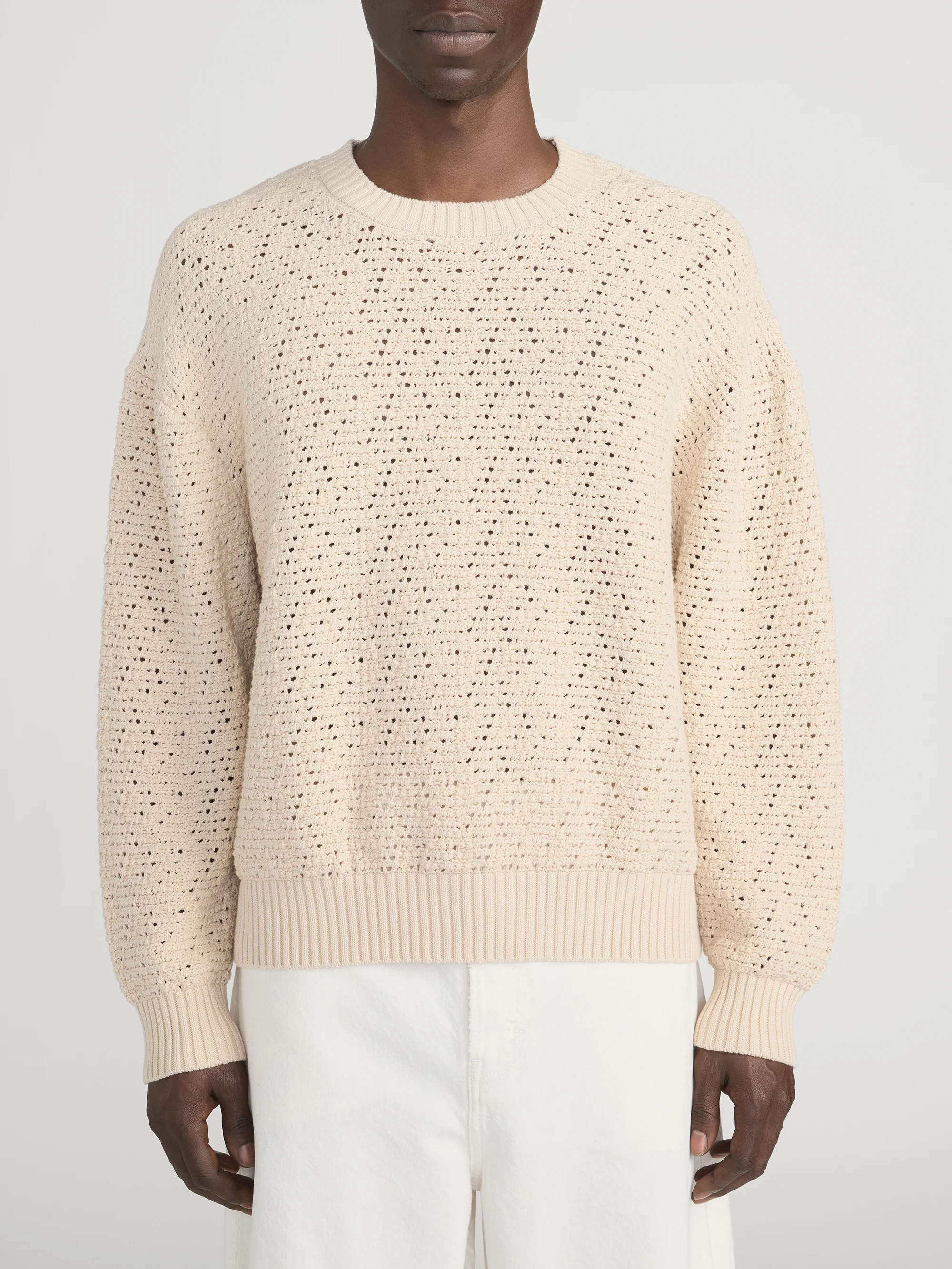Crochet Sweater -- Light Stone - Image 3
