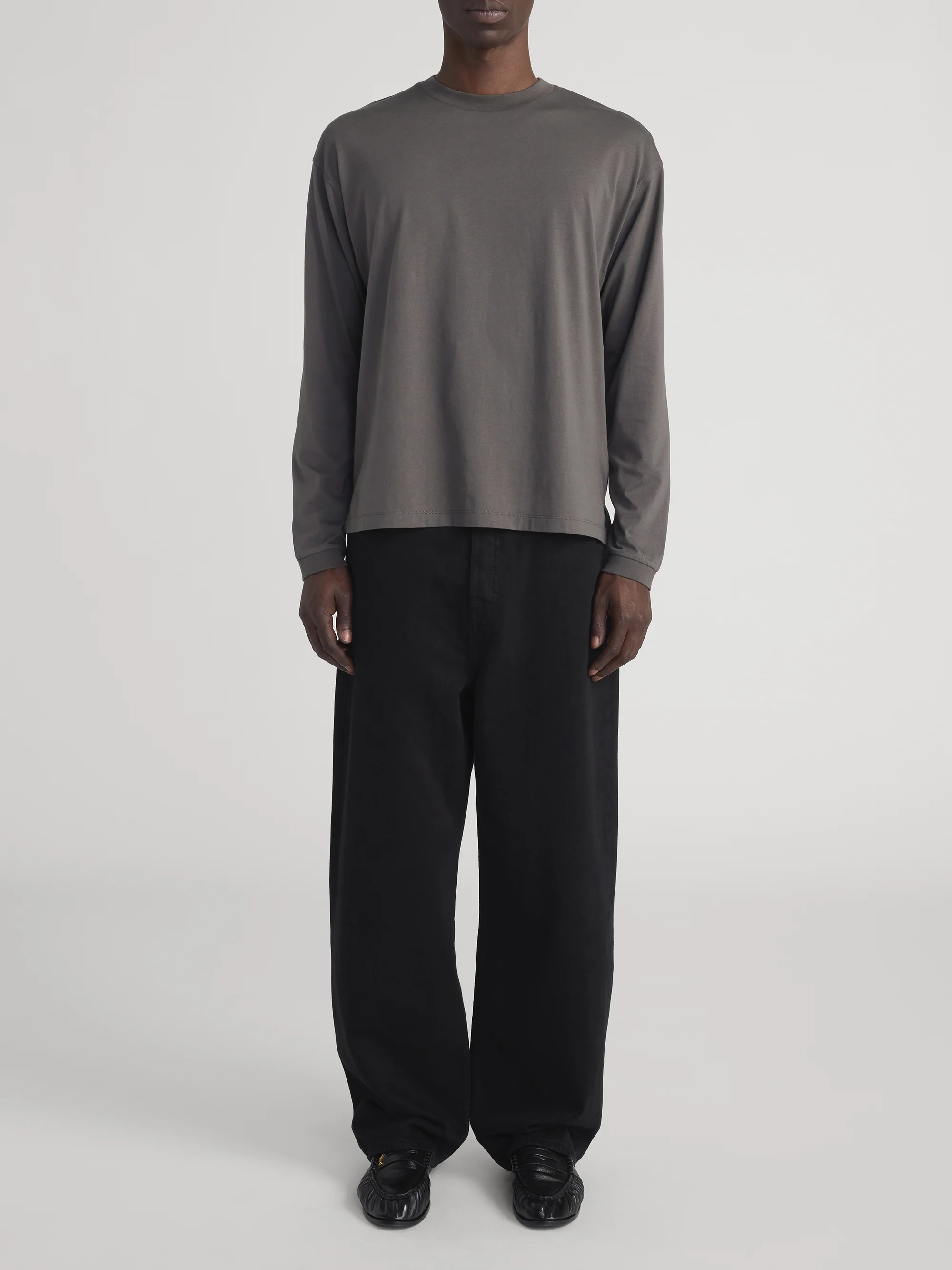 Light Cotton Long Sleeve Tee -- Dark Grey - Image 2