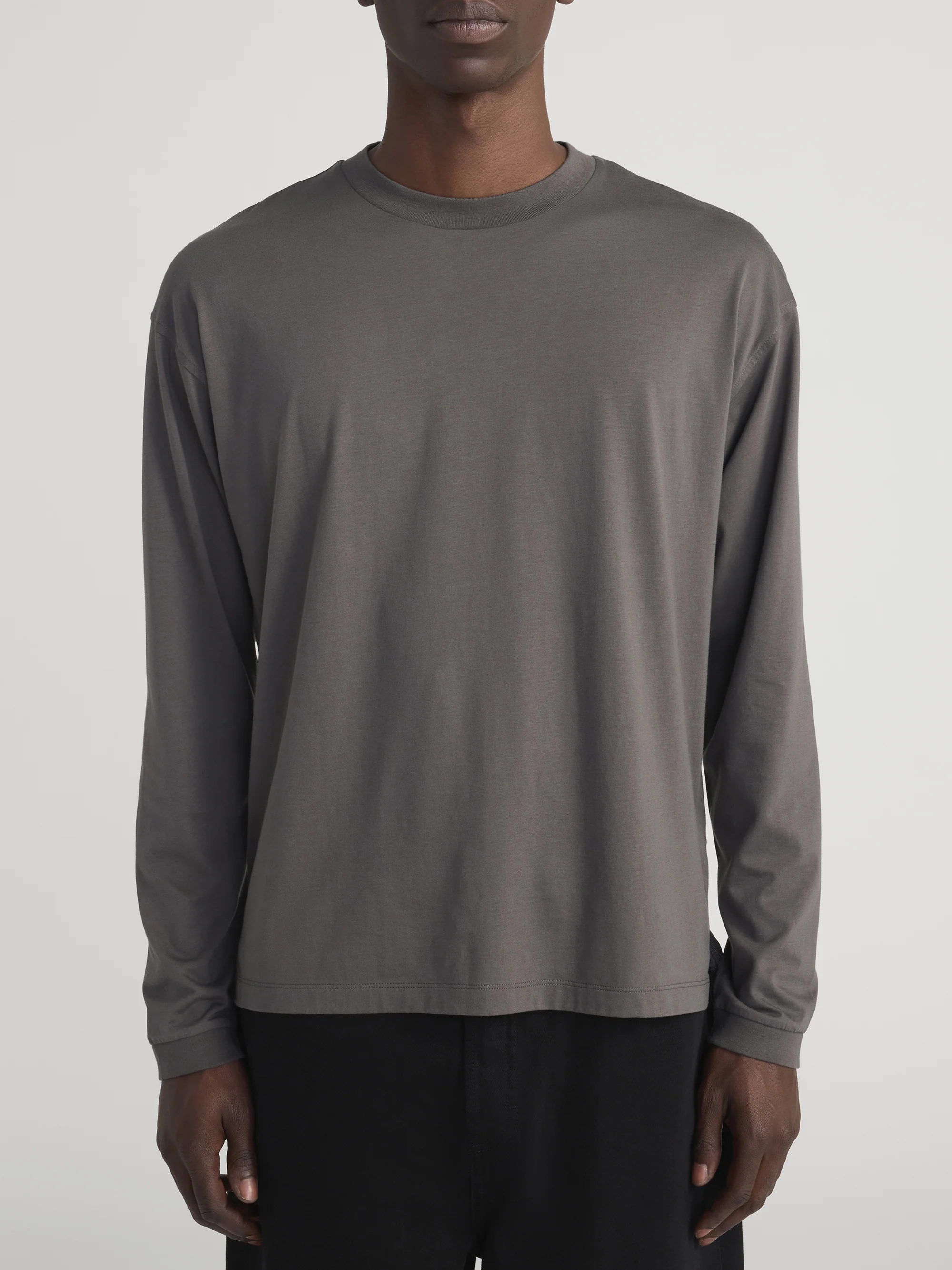 Light Cotton Long Sleeve Tee -- Dark Grey - Image 3