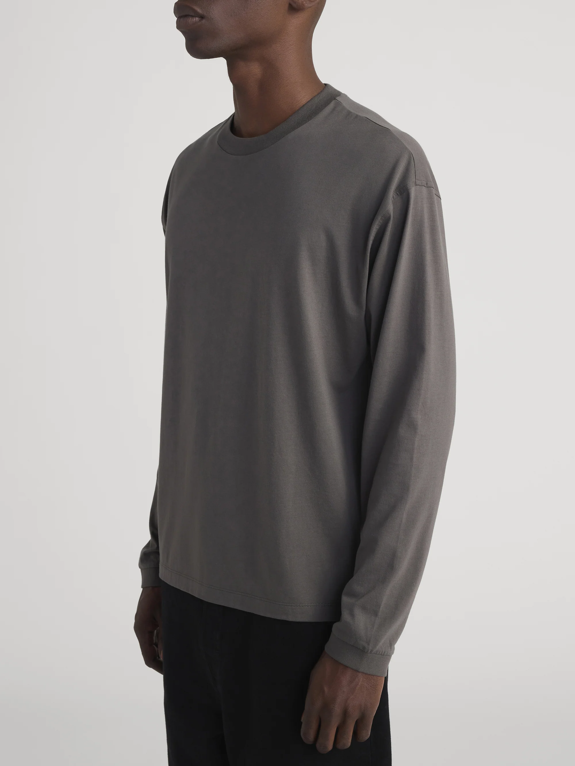 Light Cotton Long Sleeve Tee -- Dark Grey - Image 5