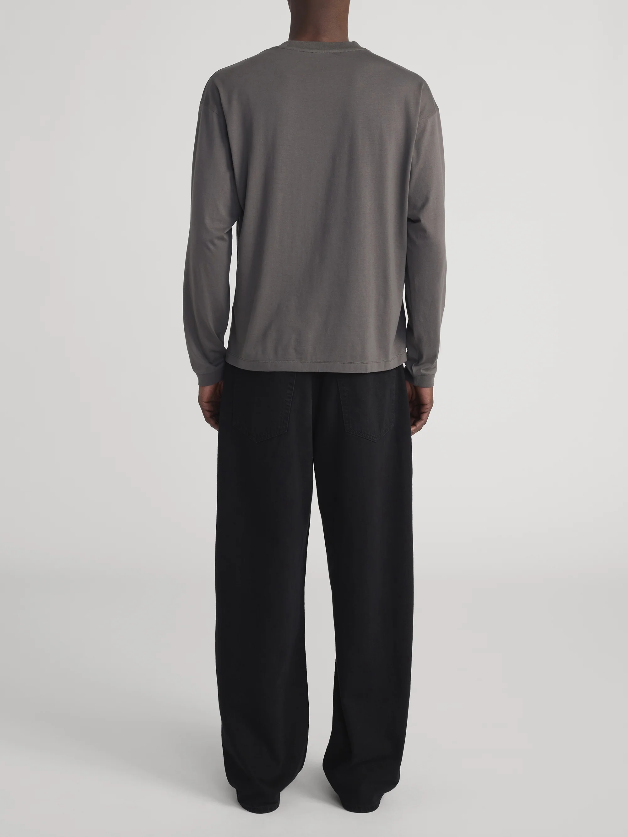 Light Cotton Long Sleeve Tee -- Dark Grey - Image 6