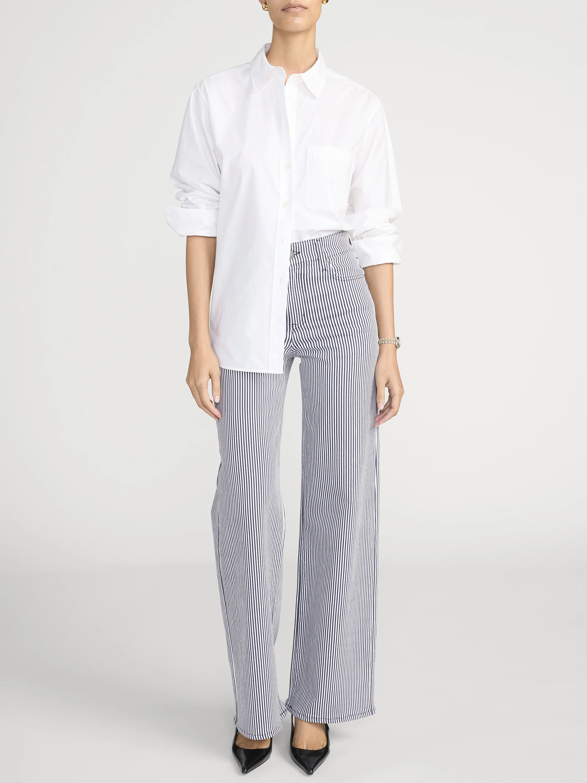 Le Slim Palazzo -- Navy Stripe - Image 2