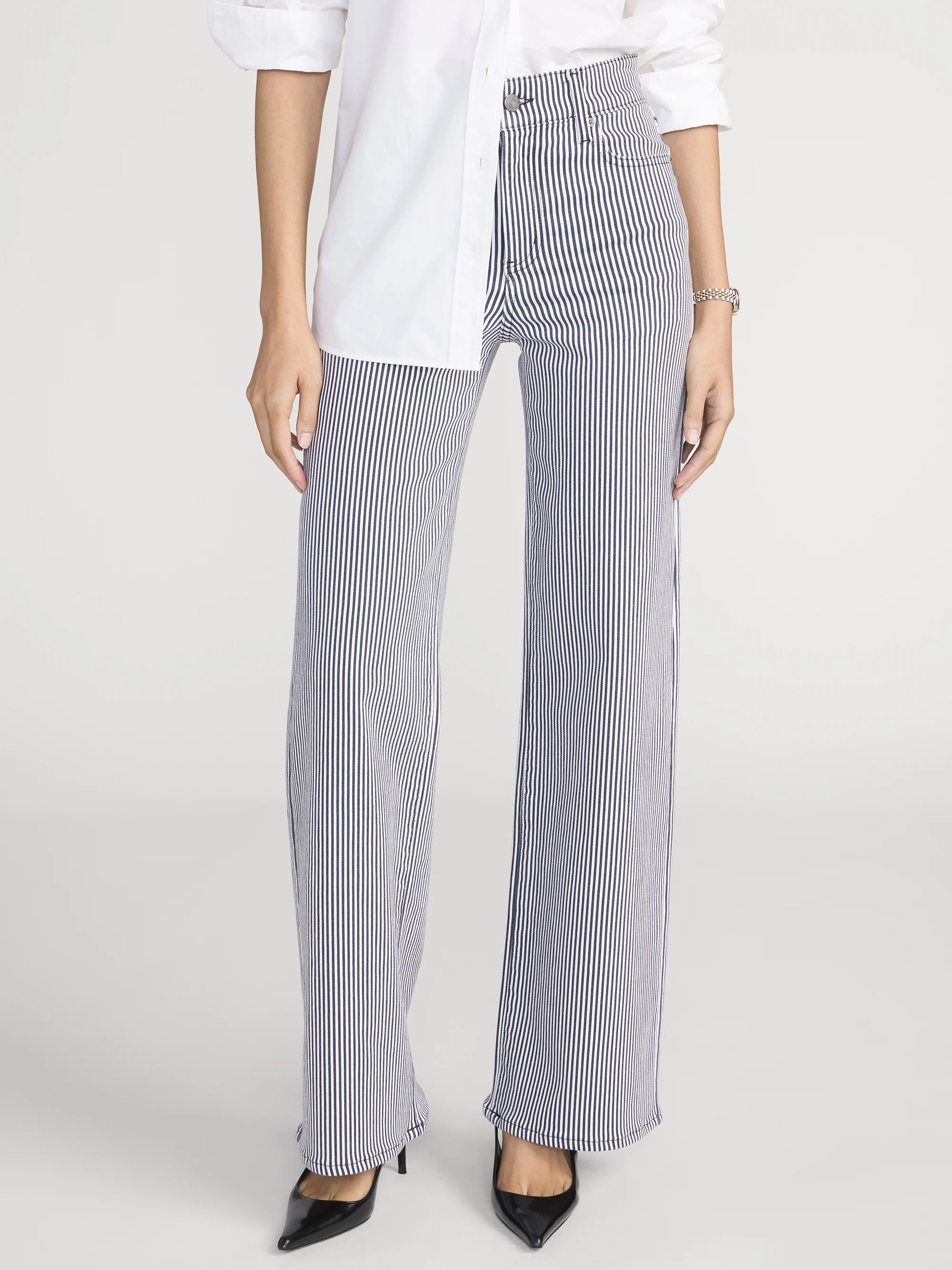 Le Slim Palazzo -- Navy Stripe - Image 3