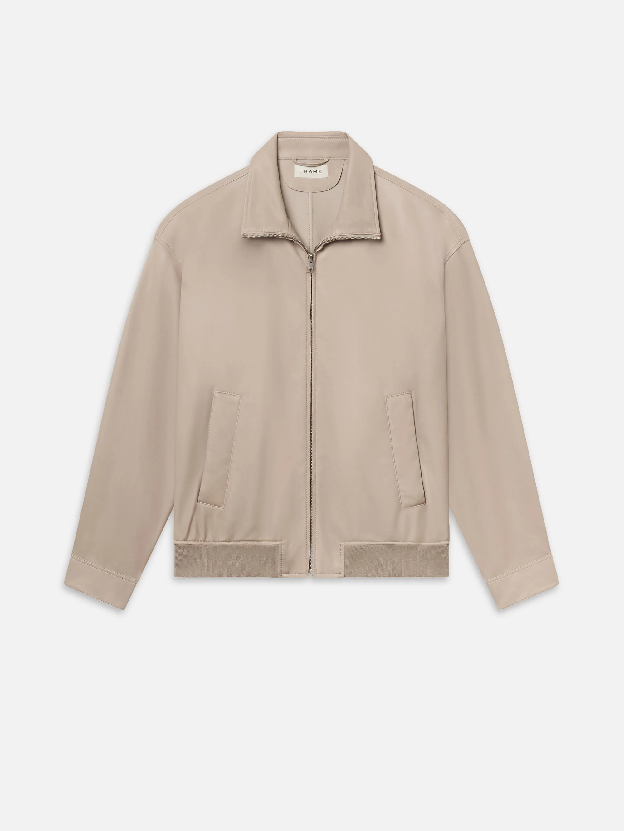 Leather Bomber Jacket -- Dusty Beige