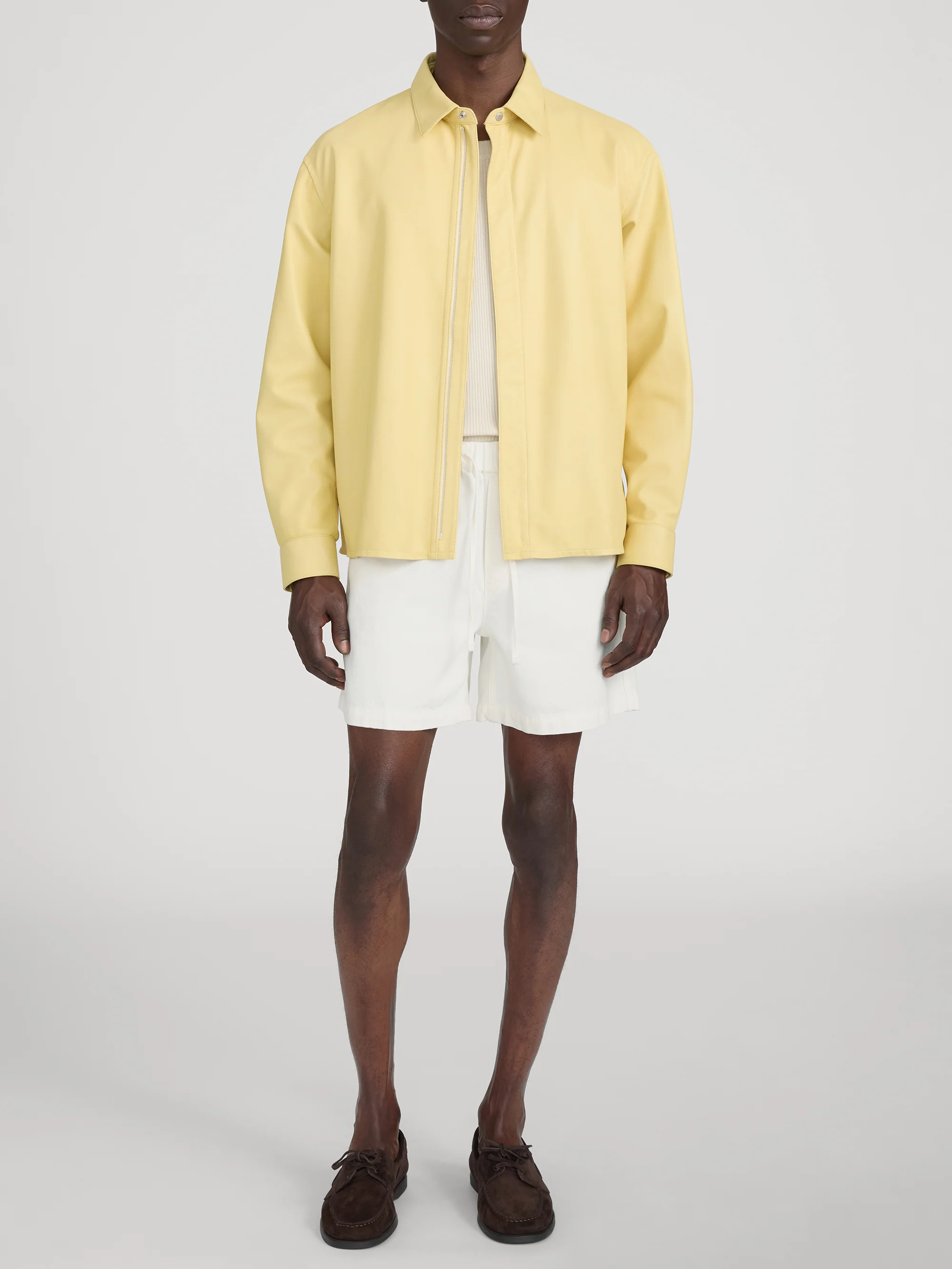 Leather Zip-Up Shirt -- Bold Yellow - Image 2